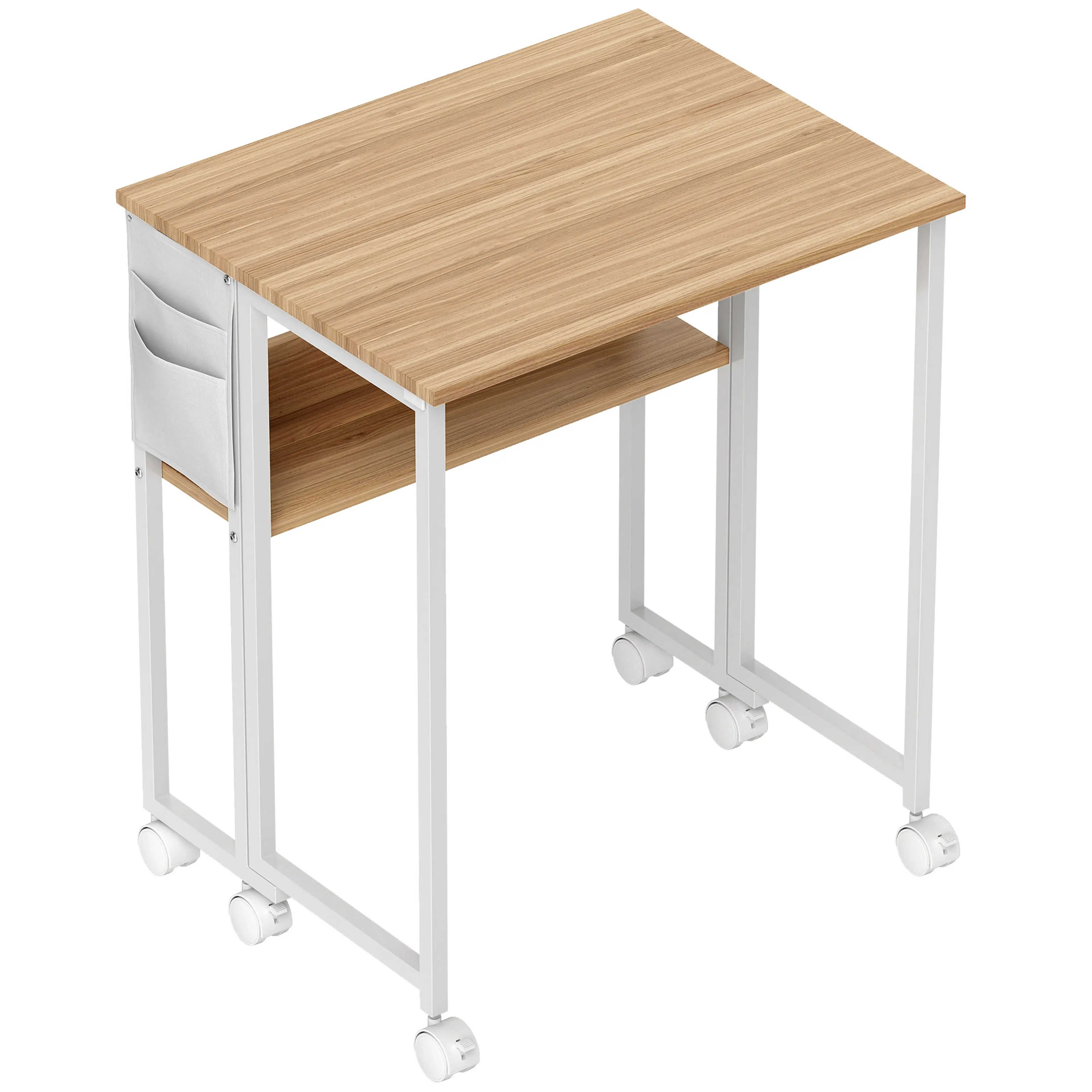 Fällbart skrivbord 63 cm på hjul med hylla