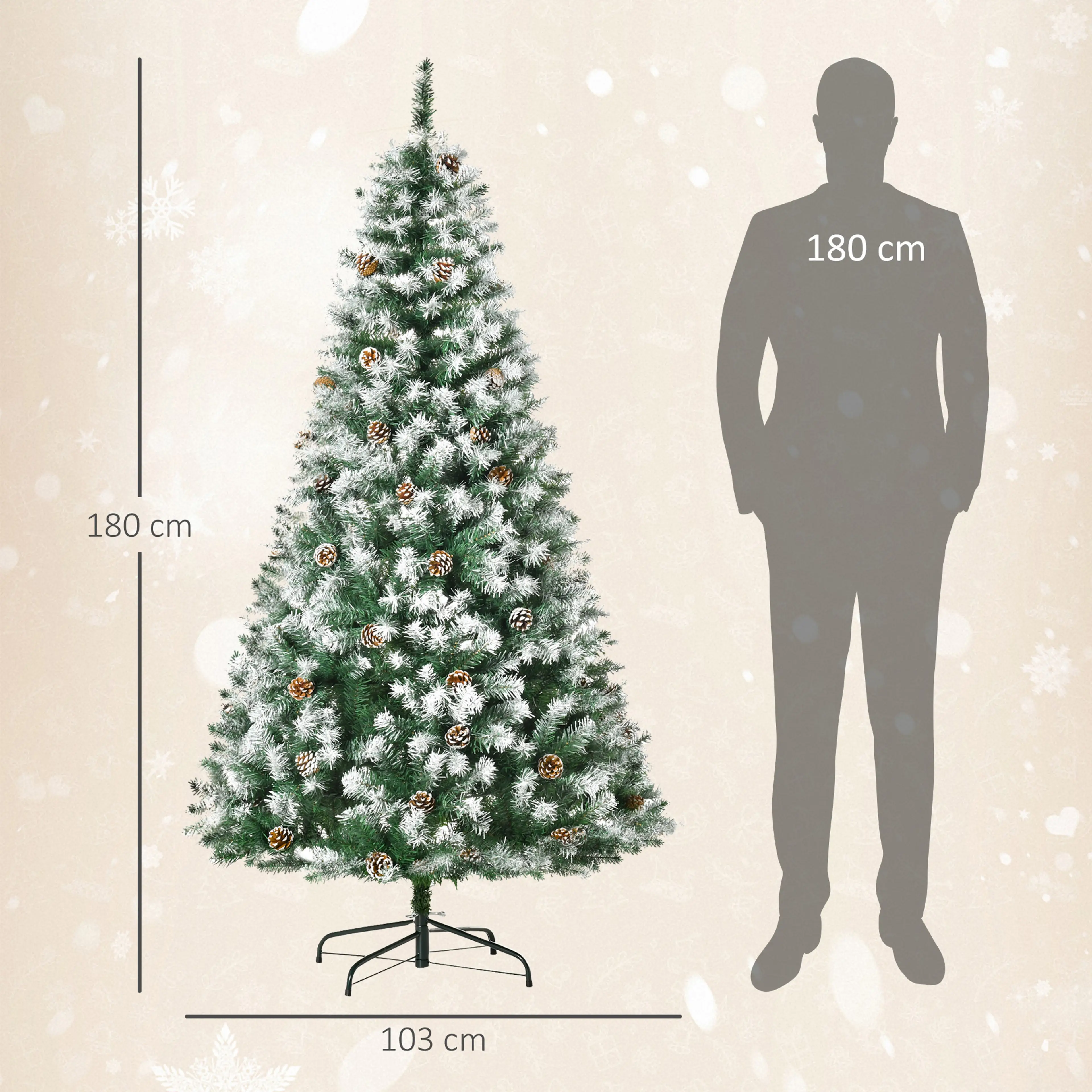 Måttskiss: 180 cm hög och 103 cm bred