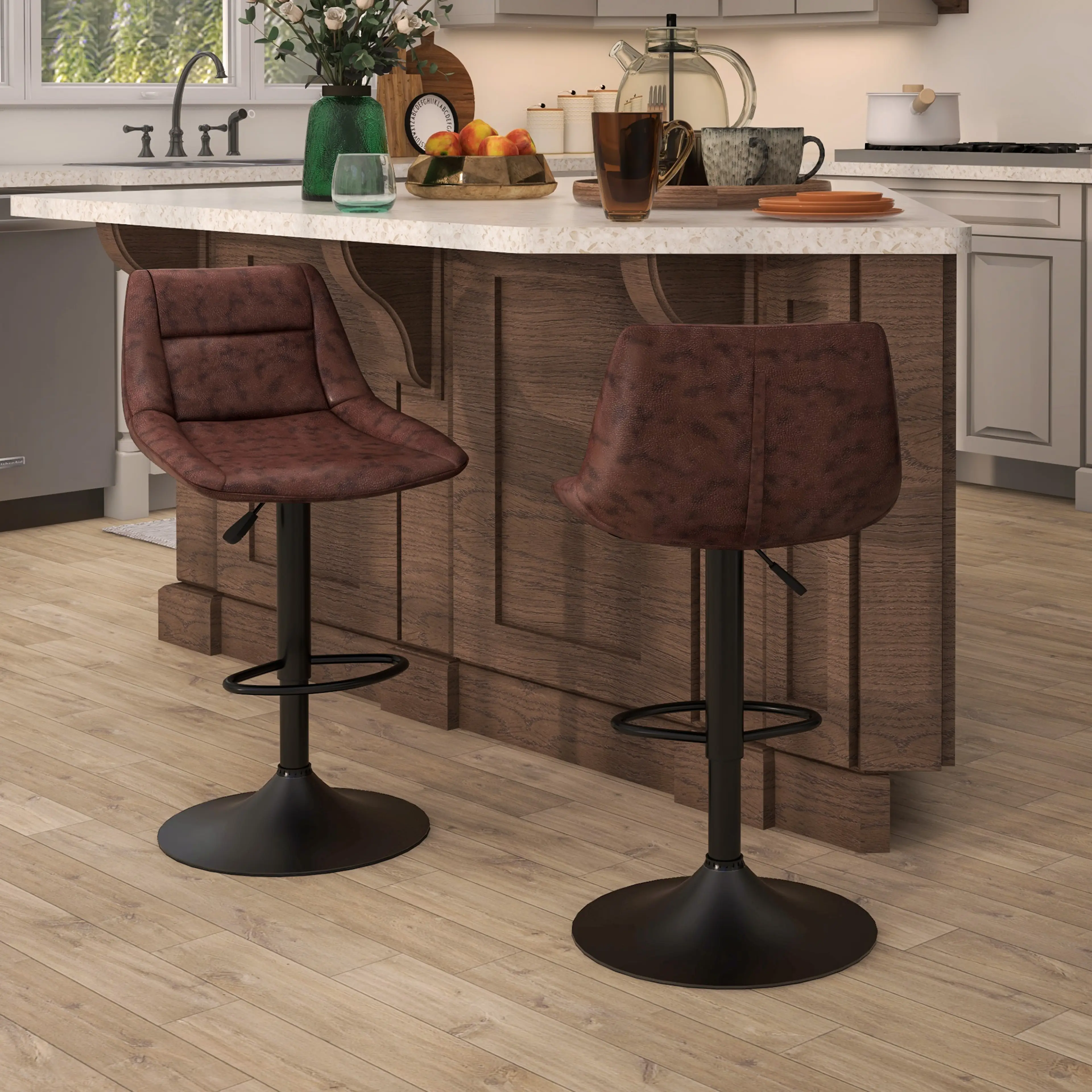 Barstolar 2-pack, höjdjusterbara 59–79 cm med ryggstöd – bild 2