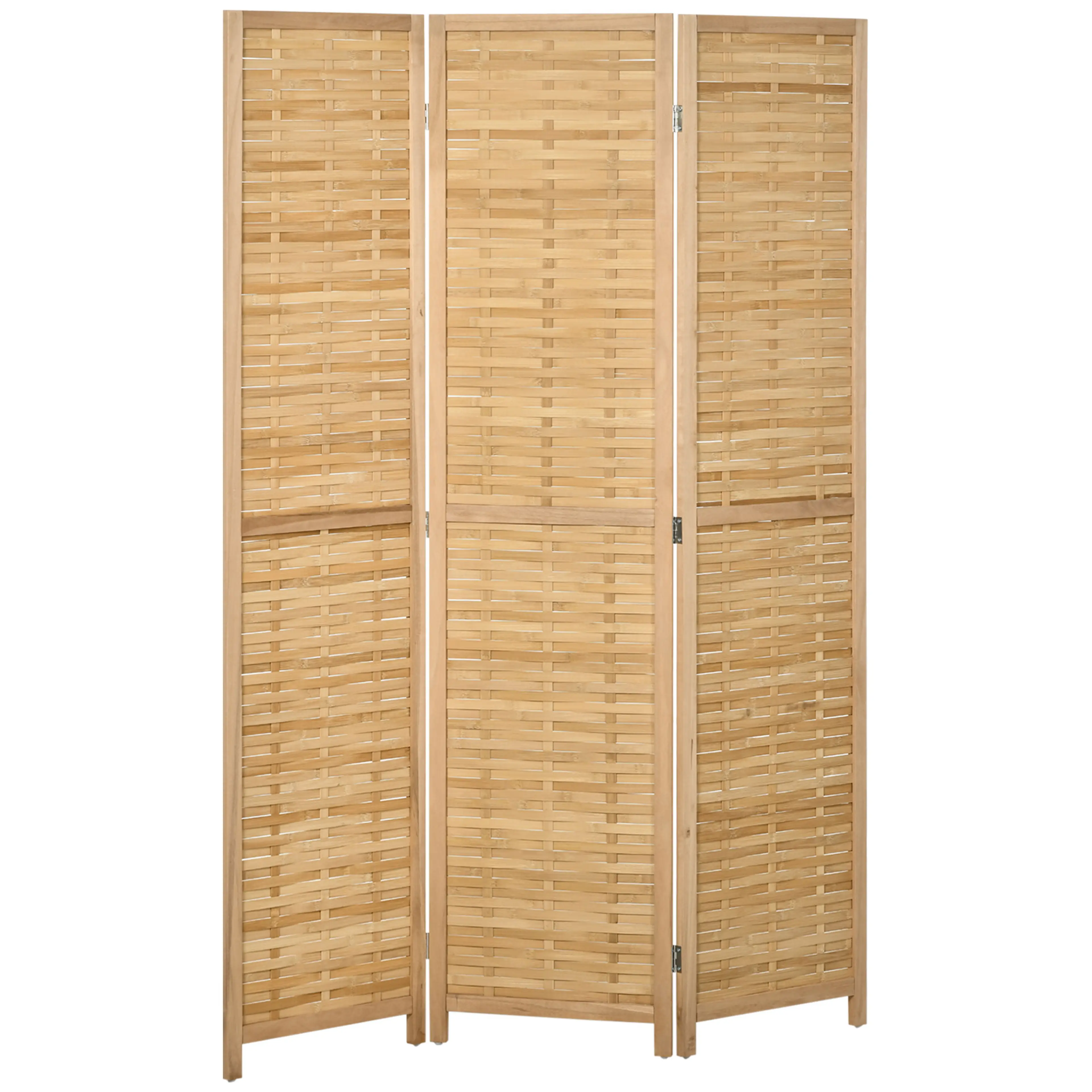 Rumsavdelare 120 cm med 3 paneler i flätad bambu