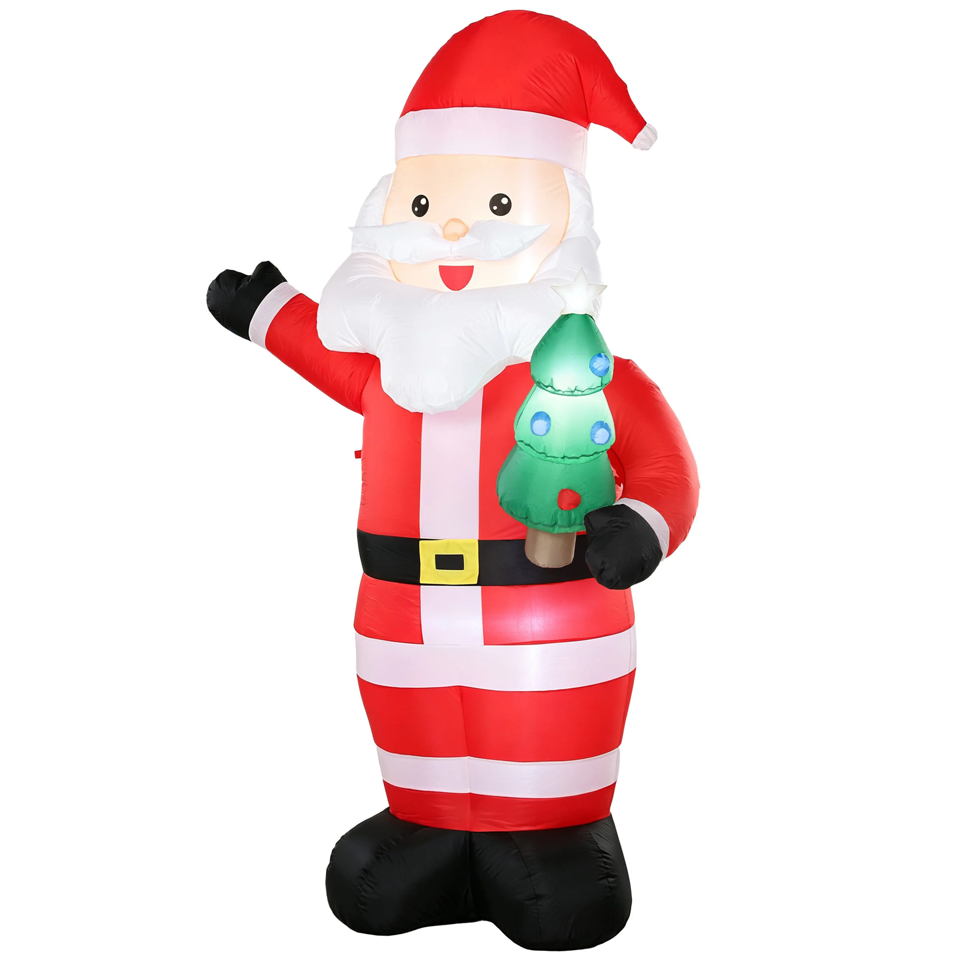 Uppblåsbar tomte 243 cm med julgran och nio LED
