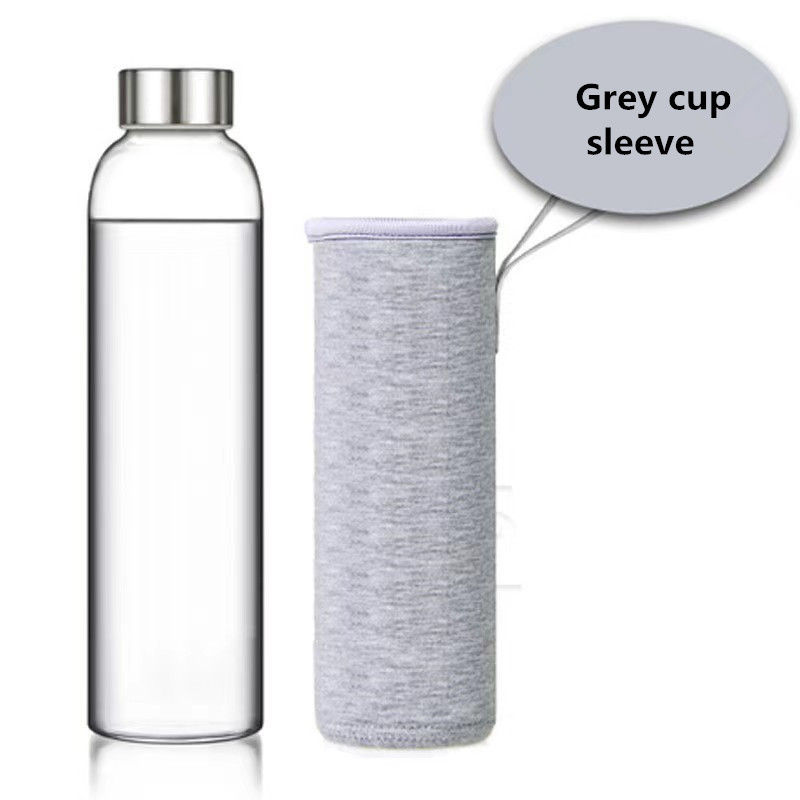 Miniatyrbild: 550 ml Reseflaska i Härdat Glas – Stöttålig & Portabel Vattenflaska med Bärrem