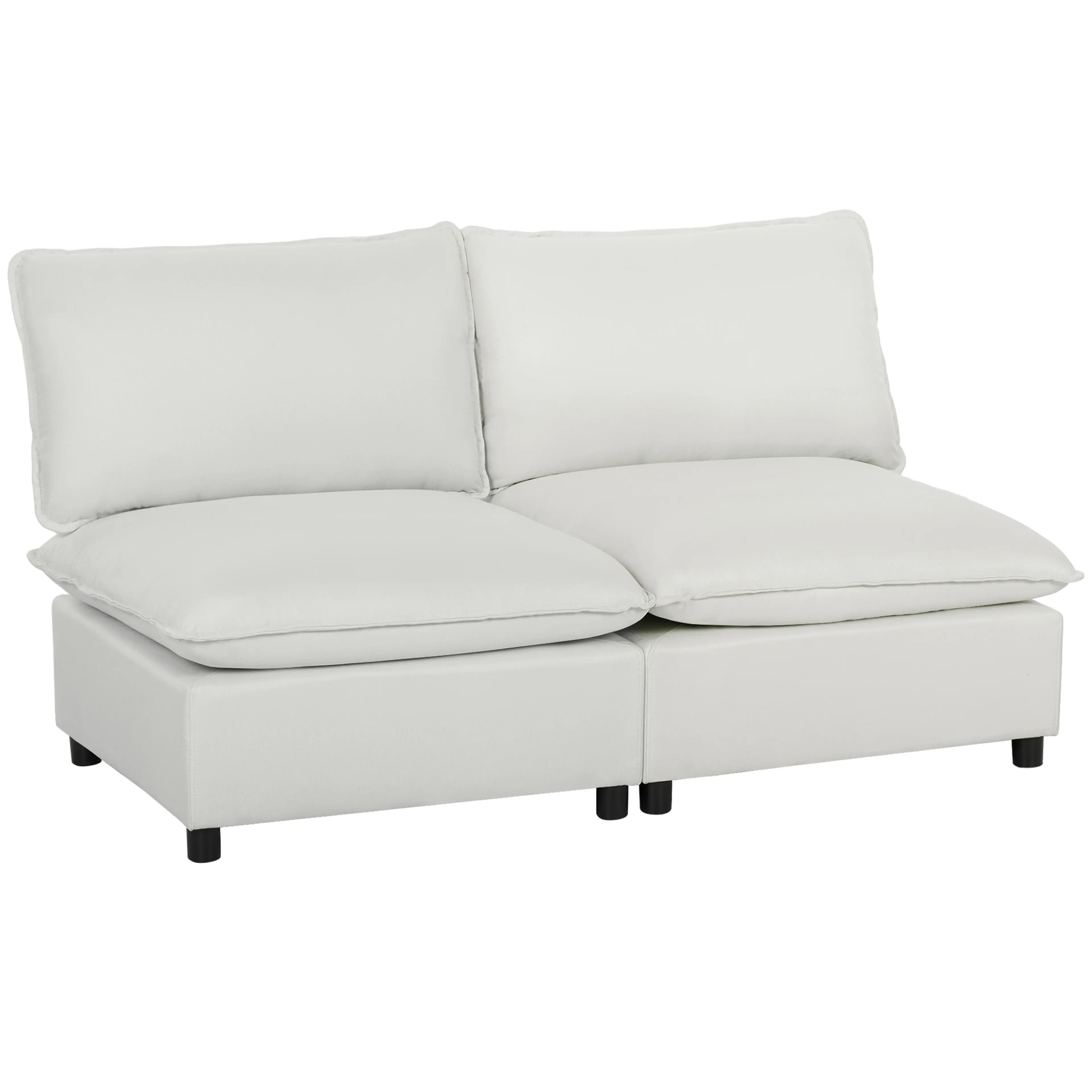 Modulsoffa 2-sits i gräddvitt konstläder, 146 cm med 62 cm sittdjup