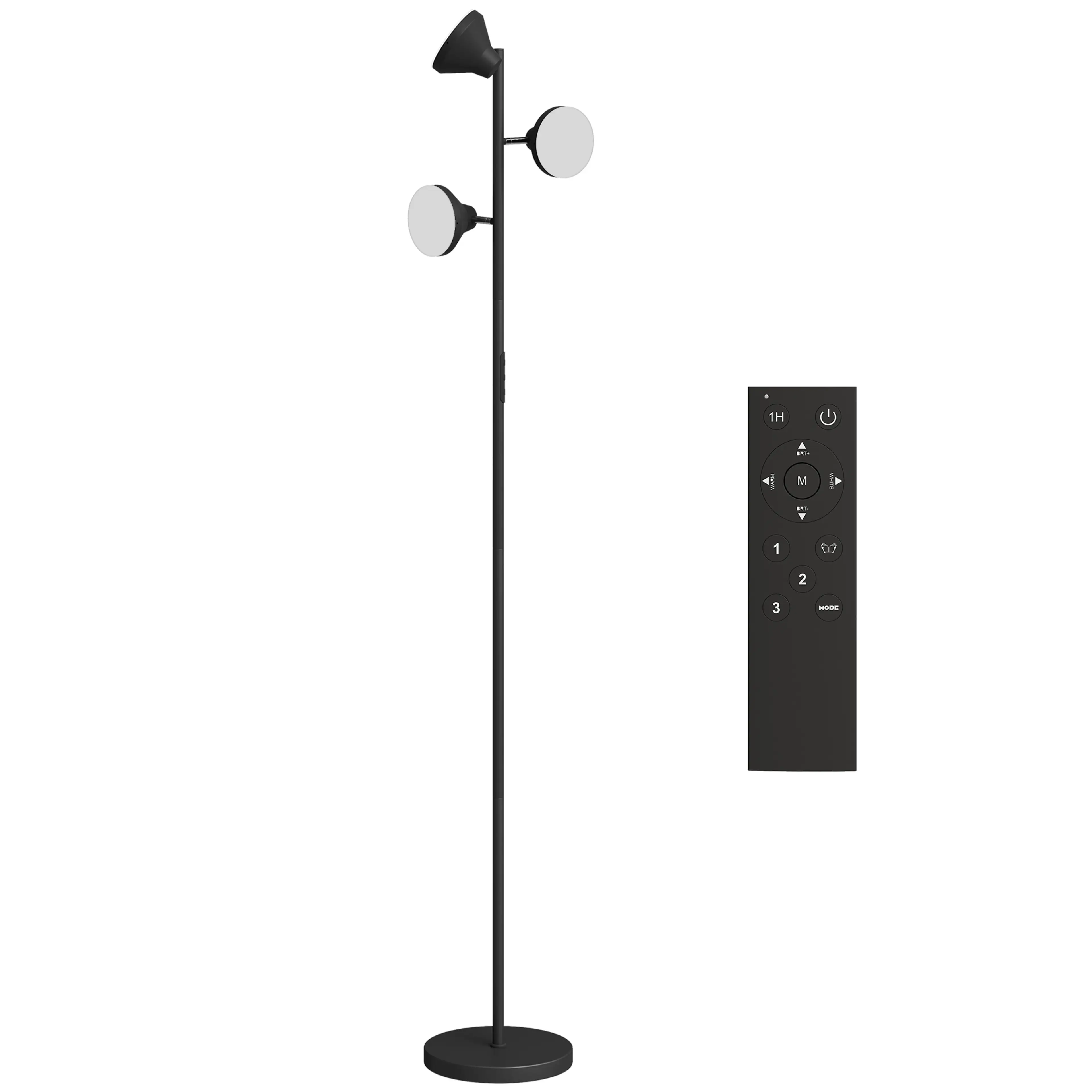 Golvlampa med tre riktbara huvuden 170 cm – 4 150 lumen, RGB och fjärrkontroll