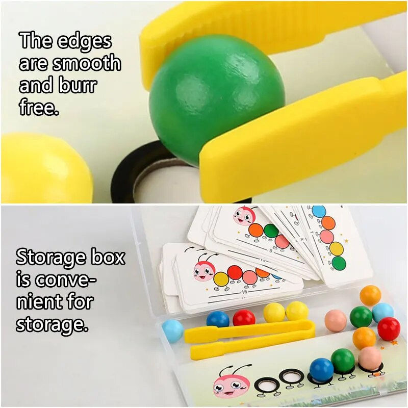 Miniatyrbild: Montessori Sorteringsleksak – Färgglada Pärlor med Klämma