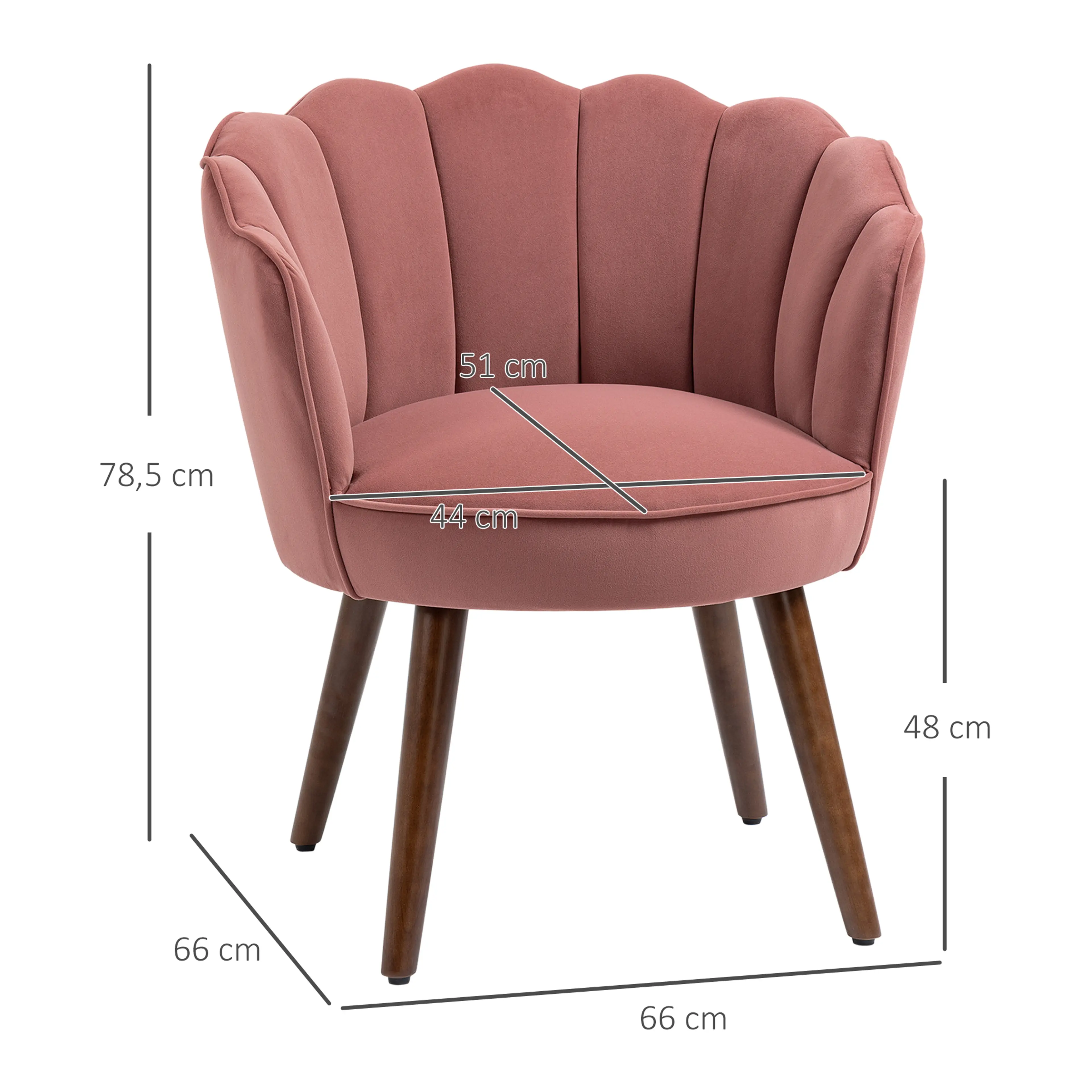 Måttritning: 66 cm bred, 66 cm djup, 78,5 cm hög och sittyta 44 × 51 cm