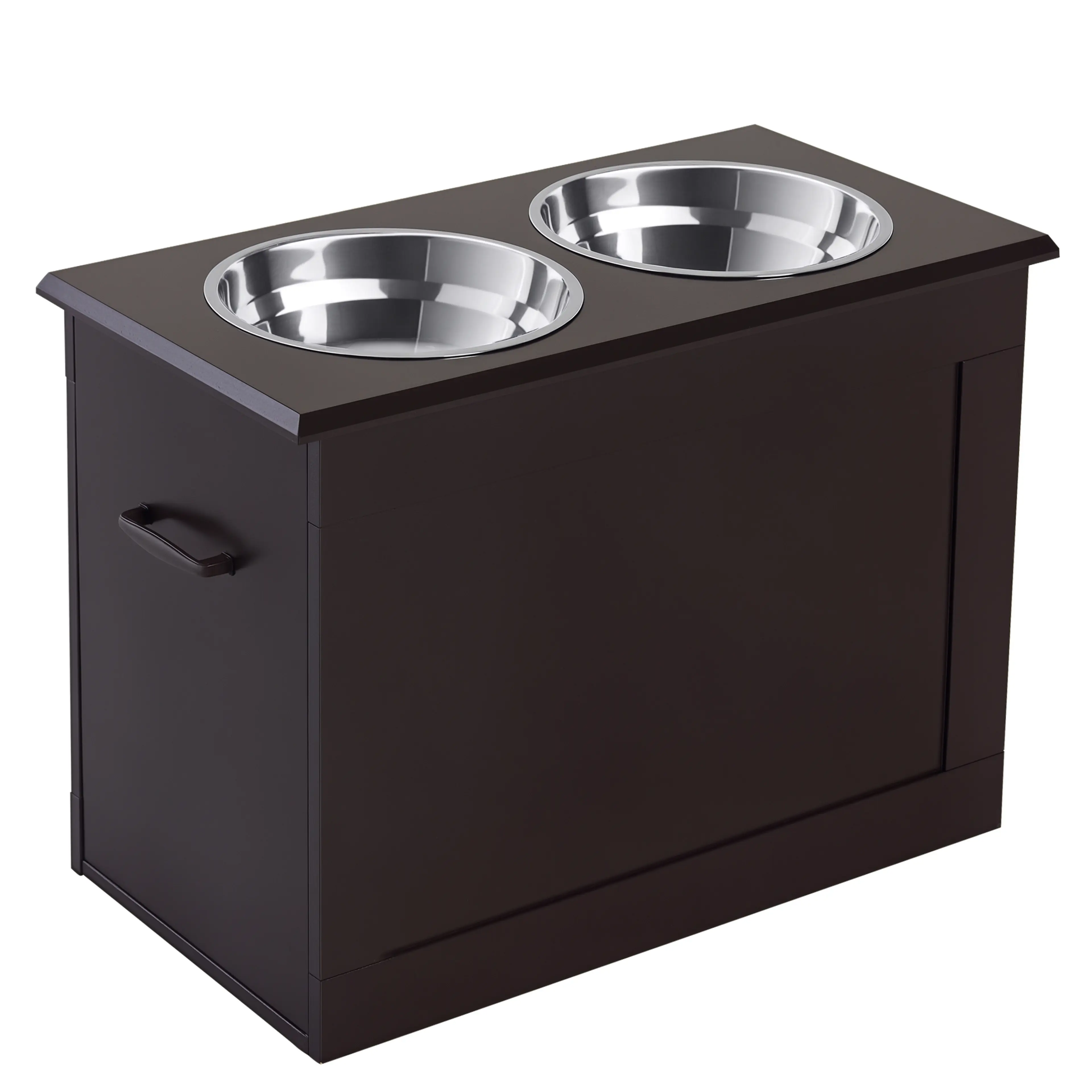 Matstation för hund 60 × 30 × 41 cm i mörkbrunt – löstagbar skiva