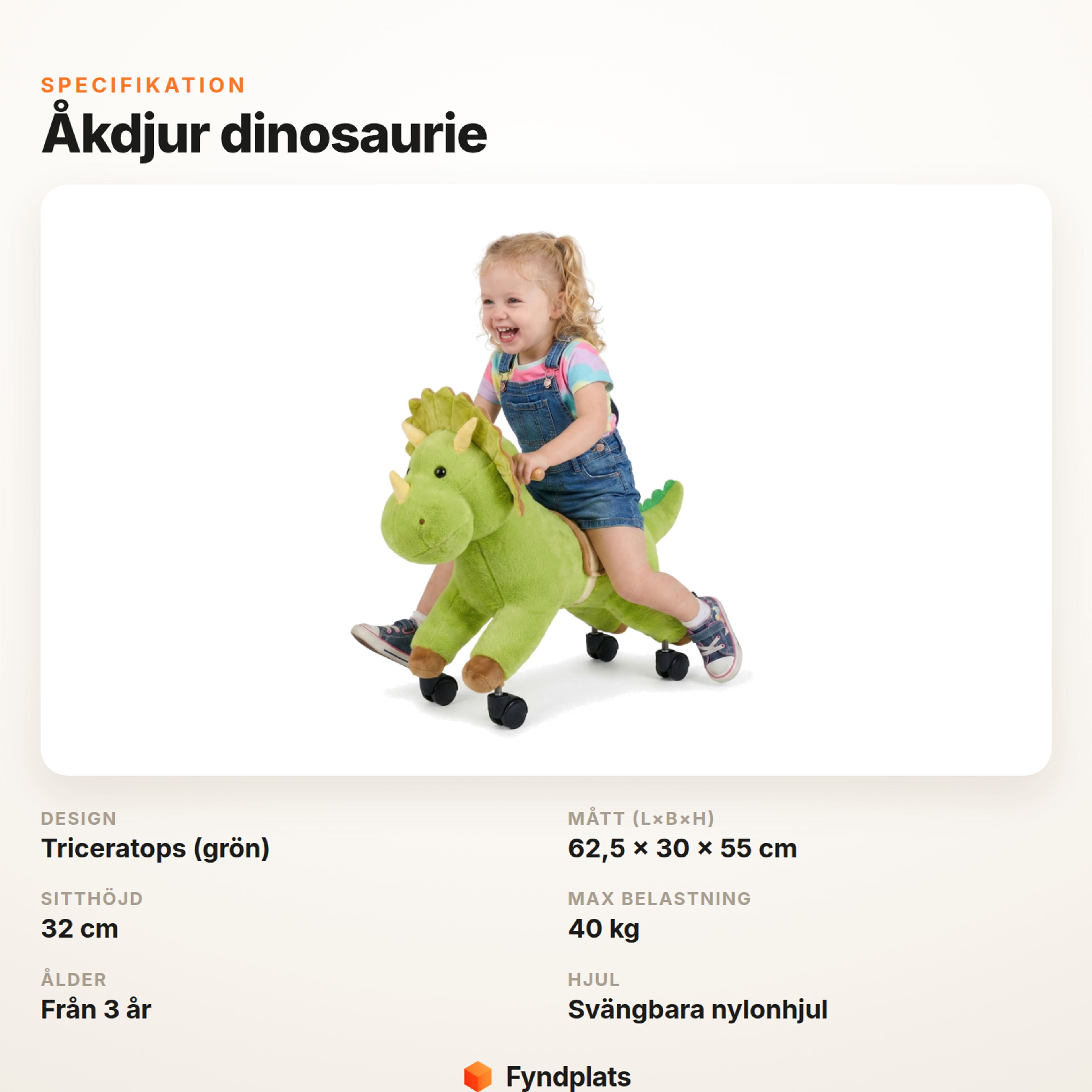 Specifikationer för åkdjur dinosaurie