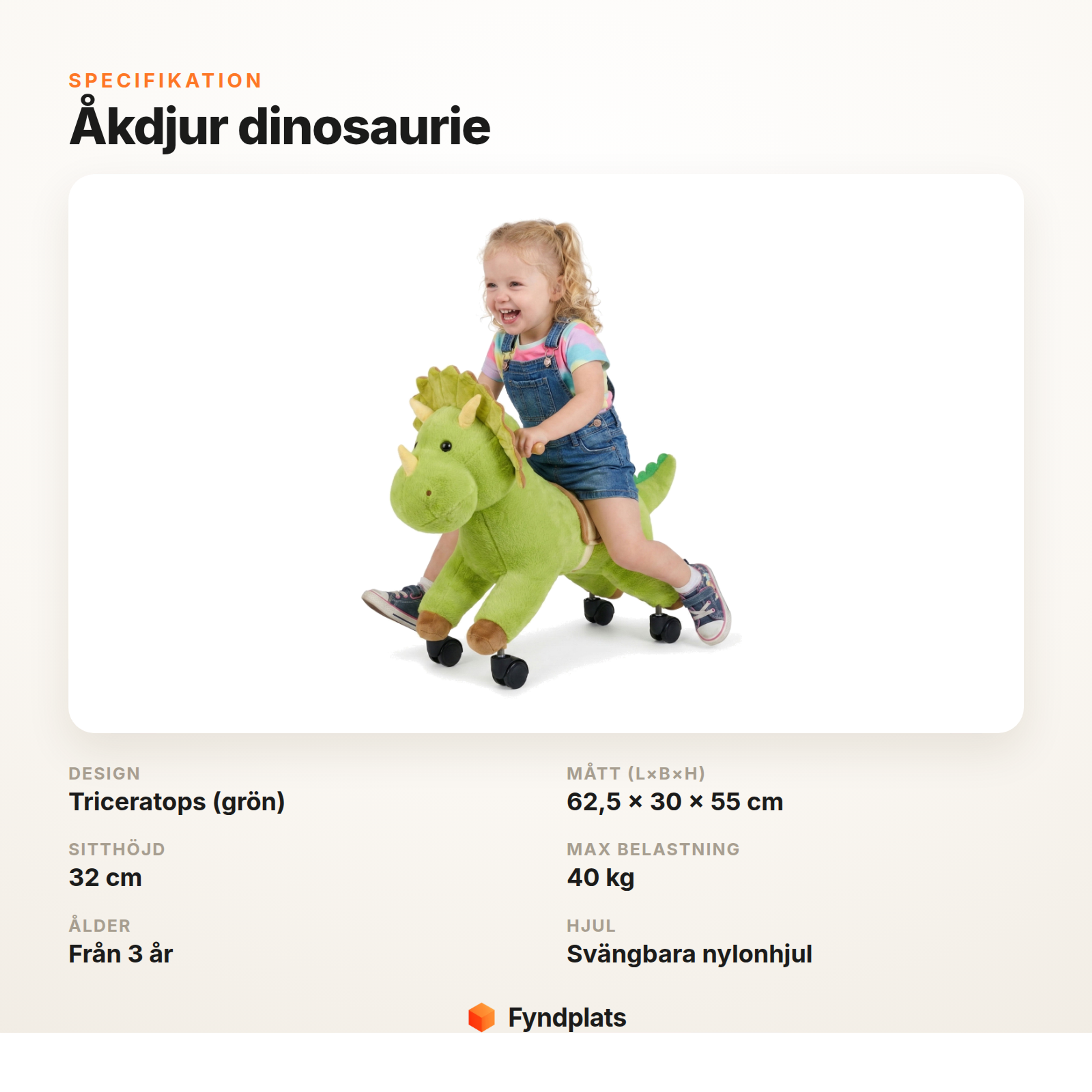 Specifikationer för åkdjur dinosaurie