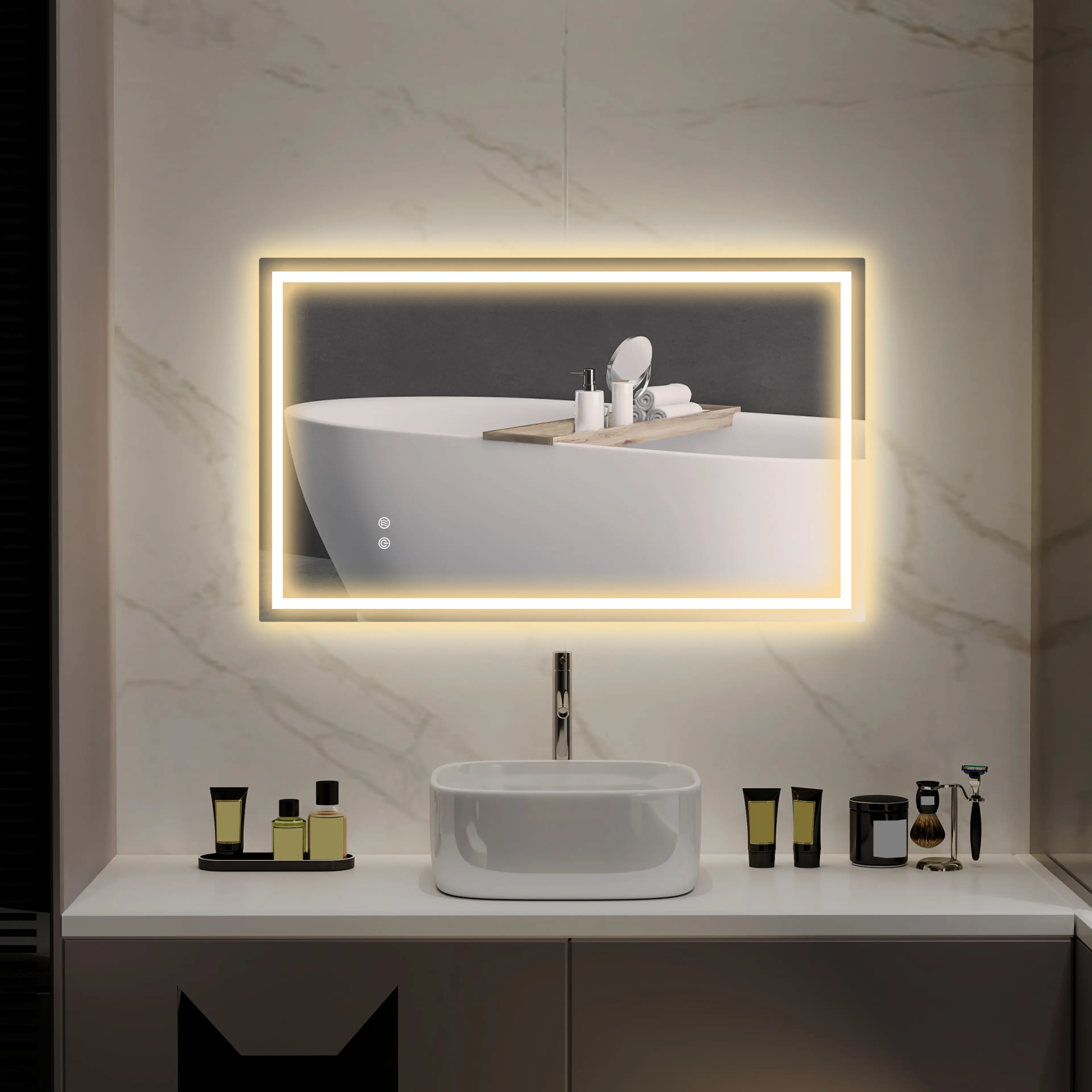 Badrumsspegel LED 100 × 60 cm, dimbar – bild 4
