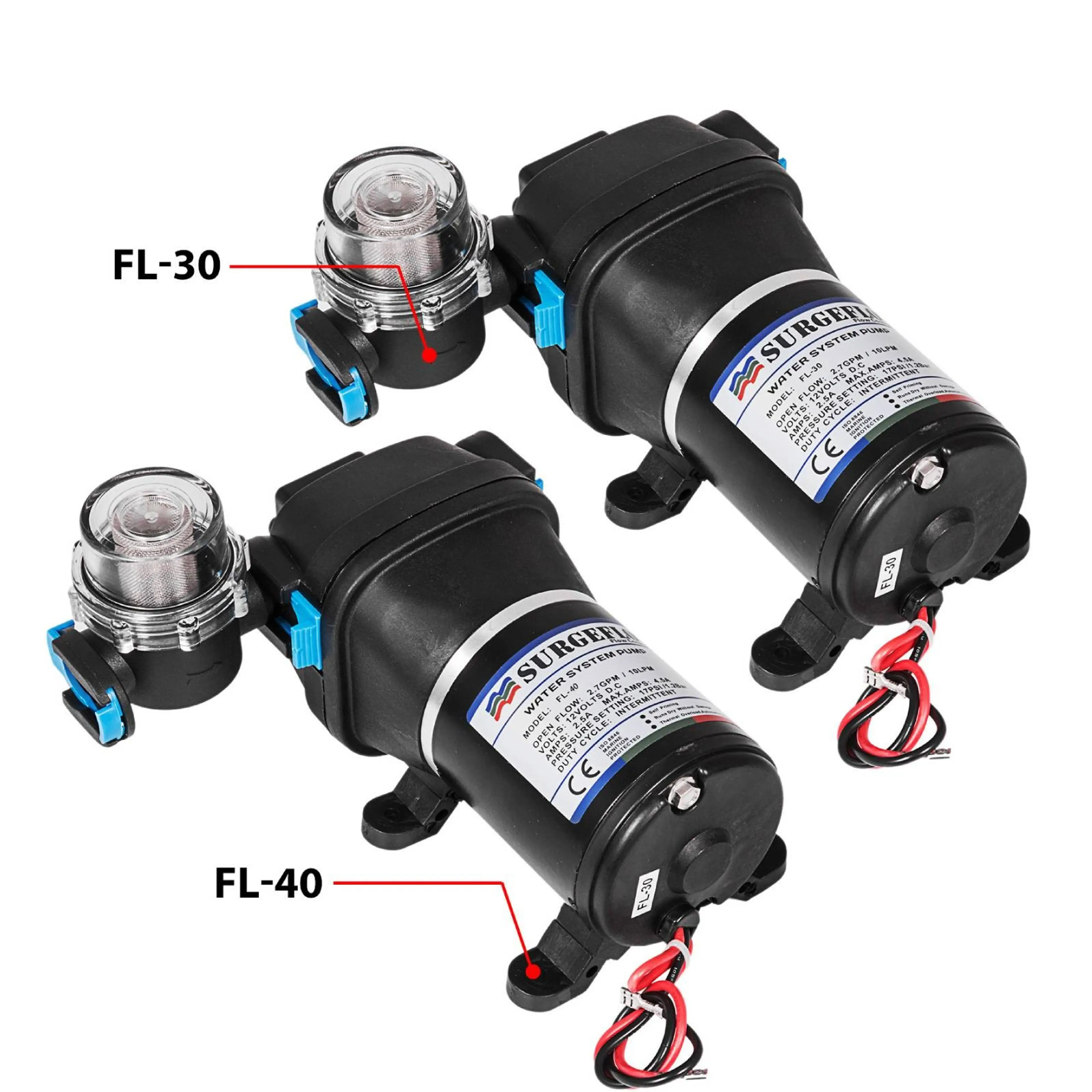 Membranpump 12V – självsugande tryckvattenpump för husbil och båt, 17 L/min