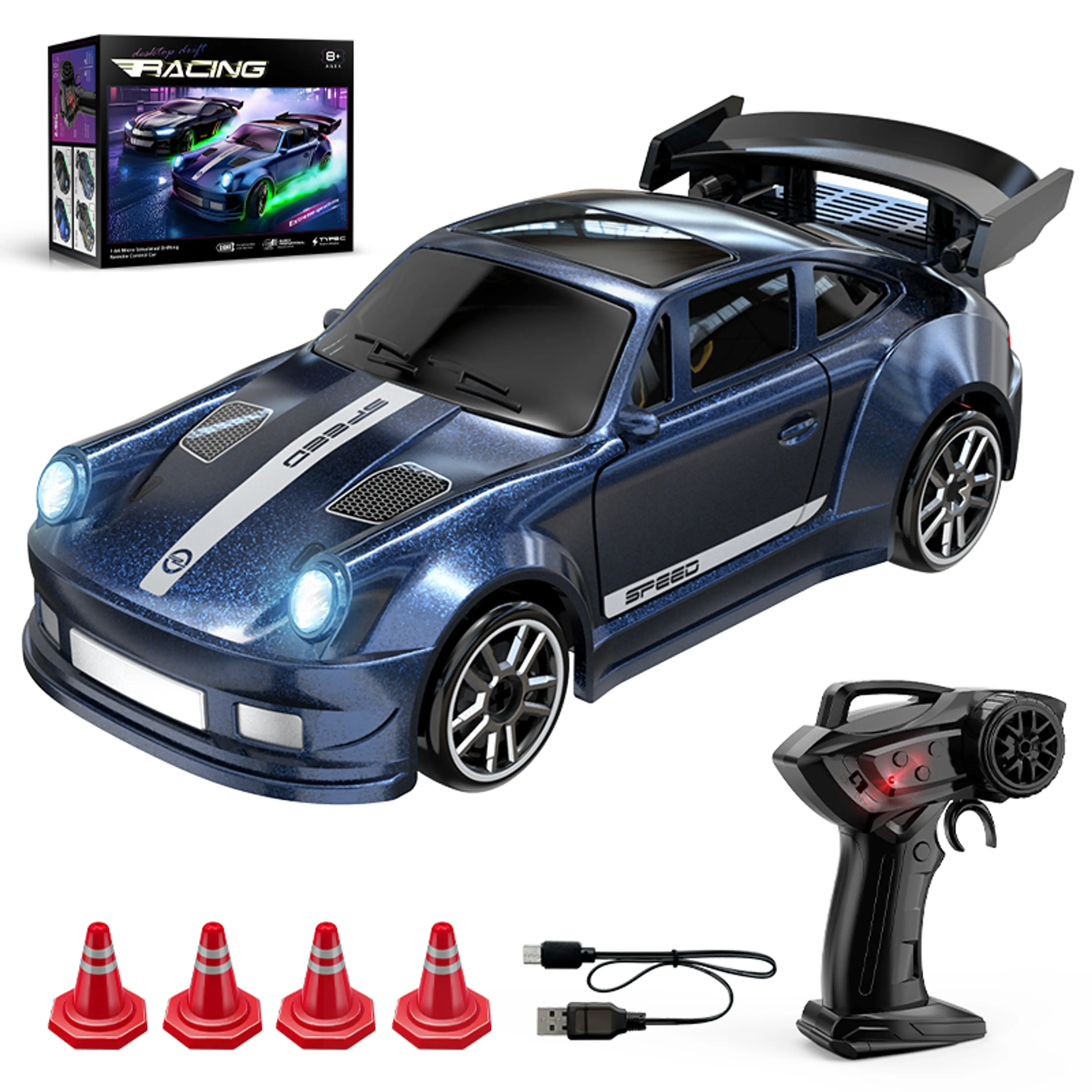 1:64 Mini RC Driftbil – fyrhjulsdriven radiostyrd sportbil med LED