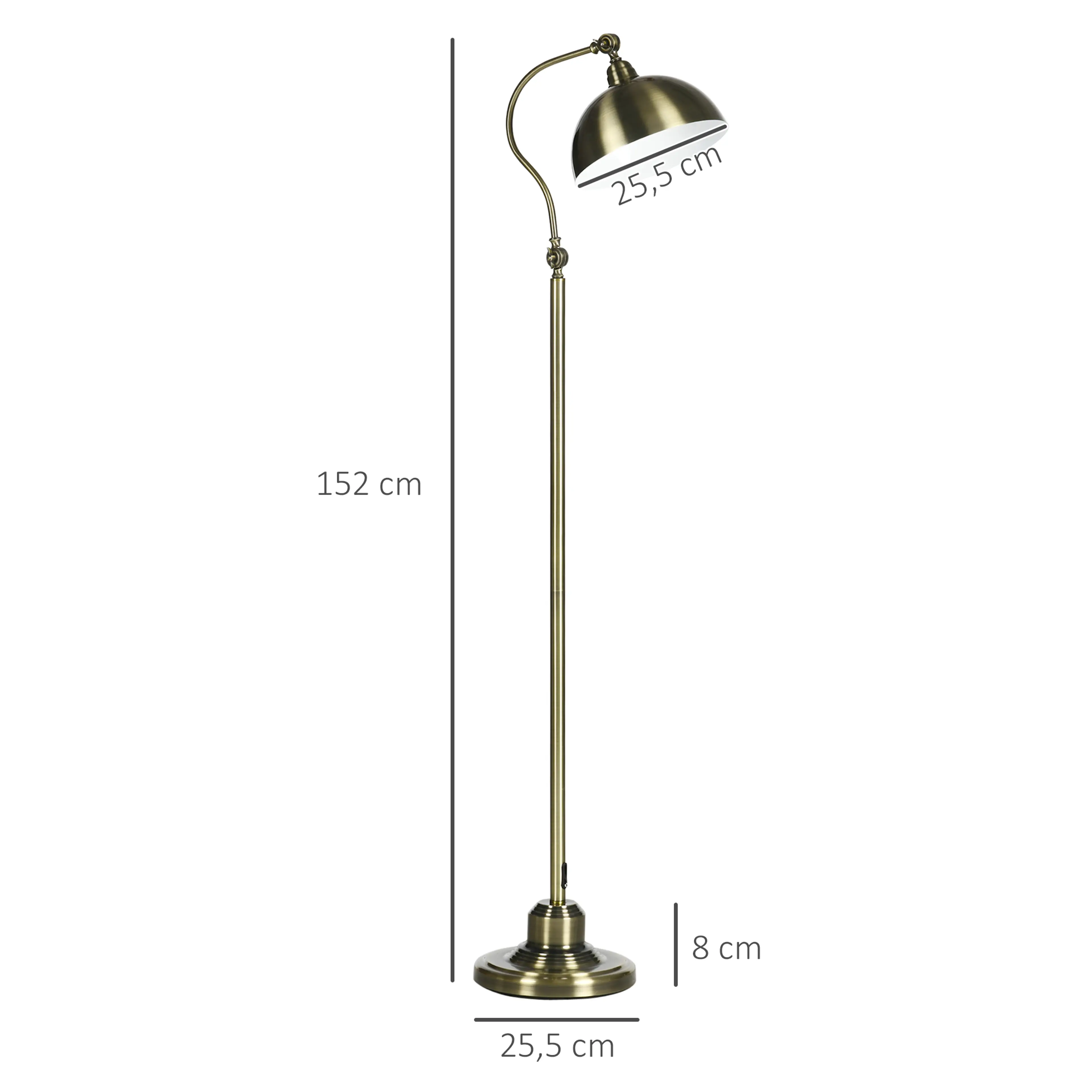 Golvlampa i mässingslook 152 cm – ledad arm och vinklad skärm – bild 4