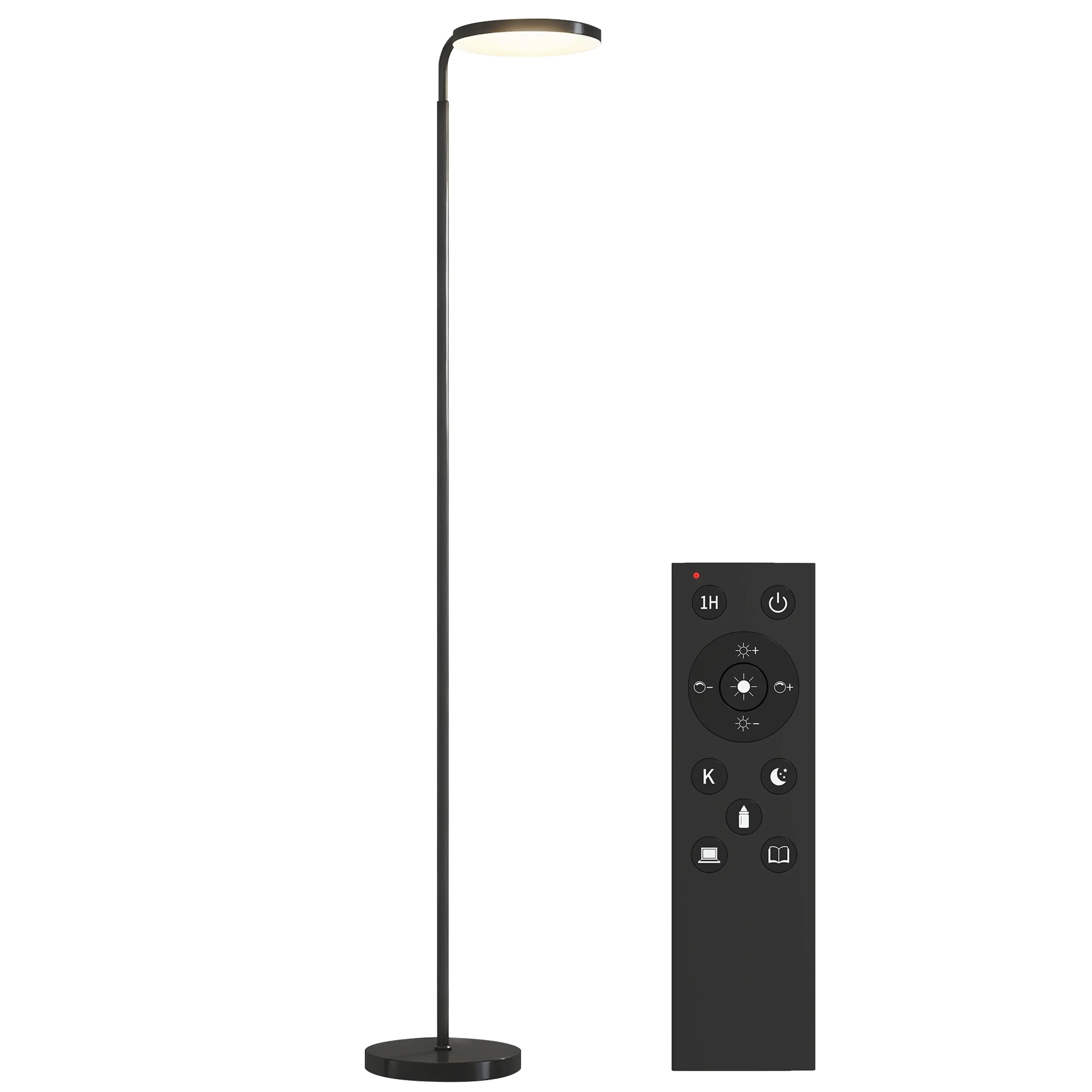 Golvlampa höjdjusterbar 166–177 cm – 350° vridbart huvud och fjärrkontroll