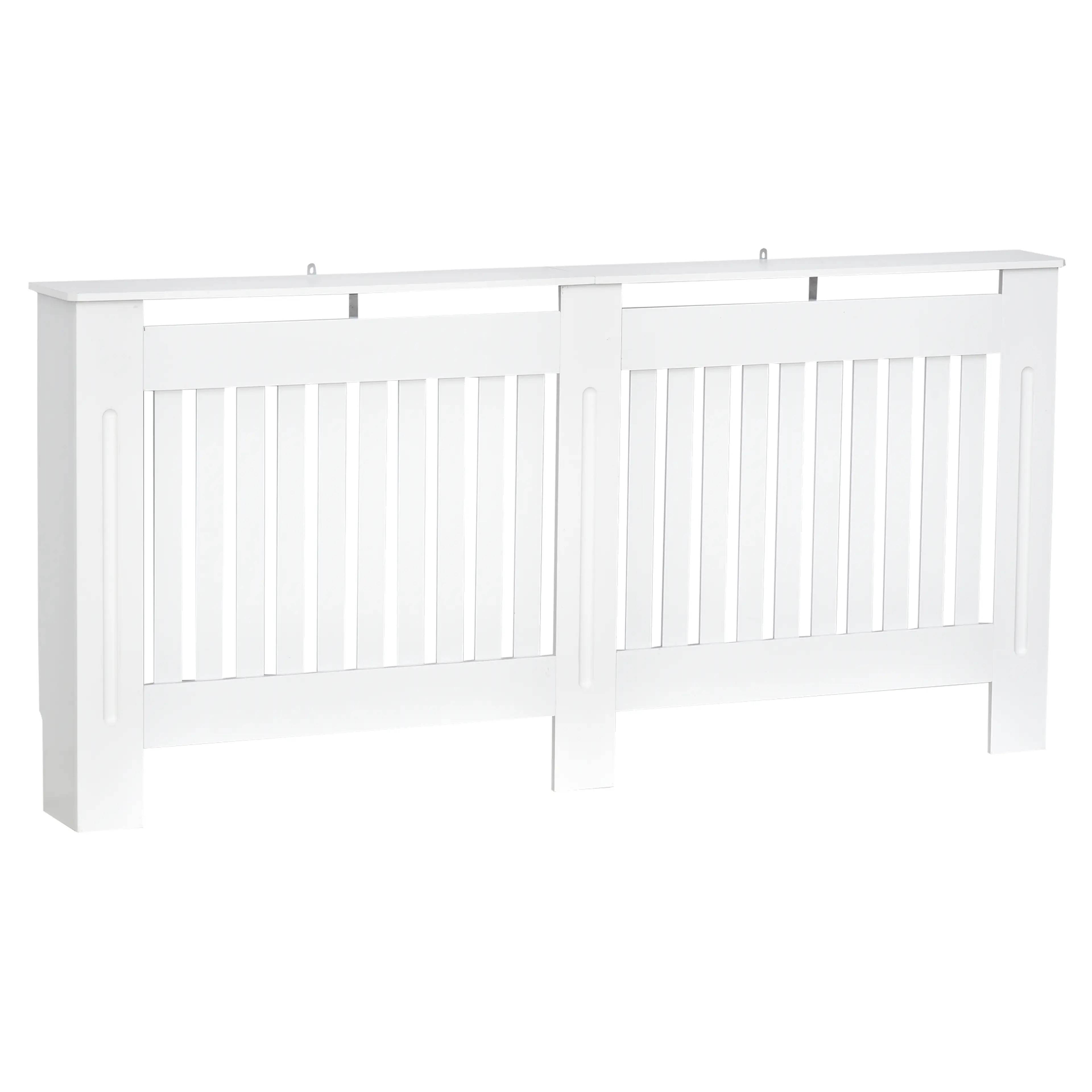 Elementskydd med hylla – radiatorskydd i MDF, 172 cm, spjälat, vitt