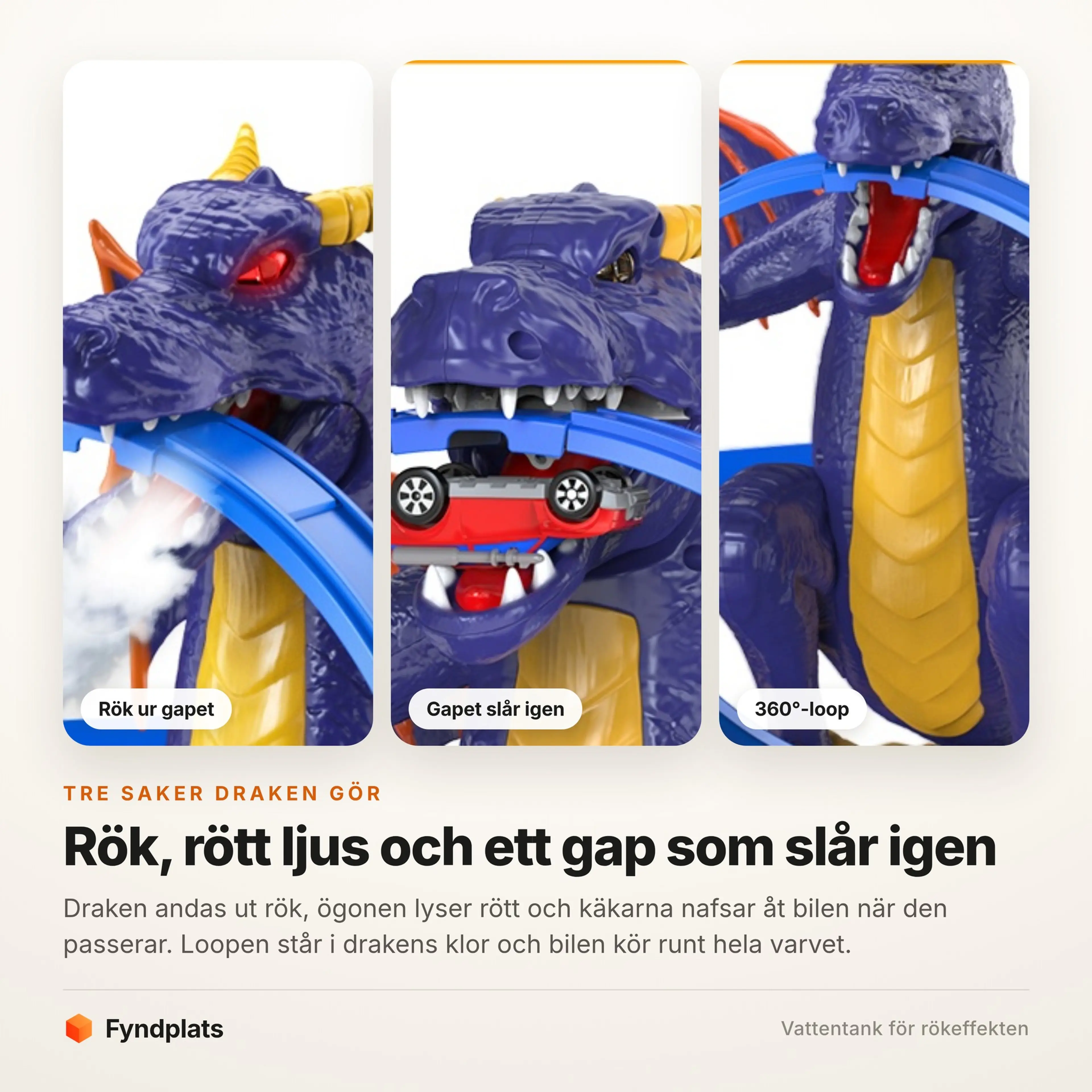 Drakens tre effekter: rök ur gapet, käkarna som slår igen och loopen