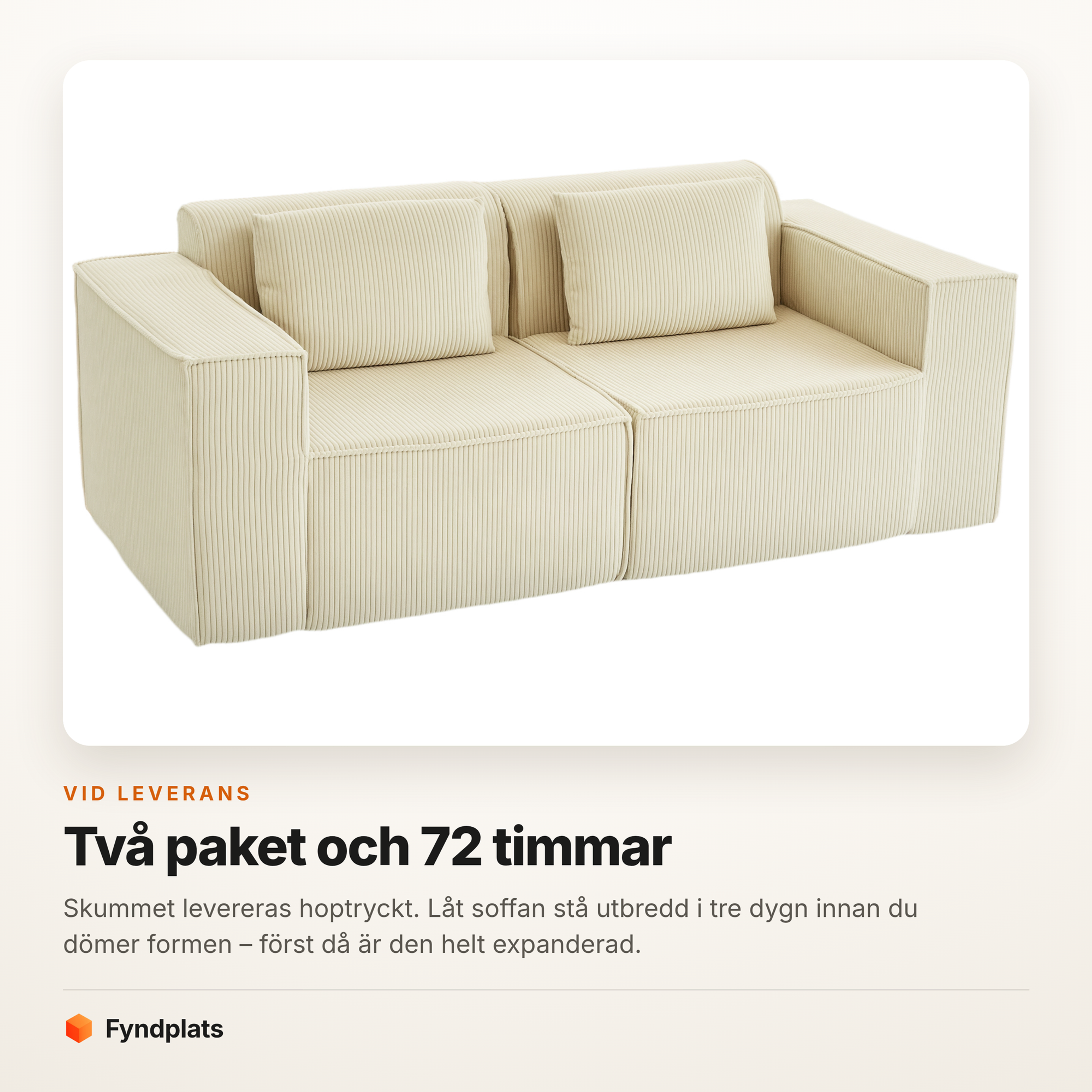 Manchestersoffan sedd snett framifrån mot vit bakgrund