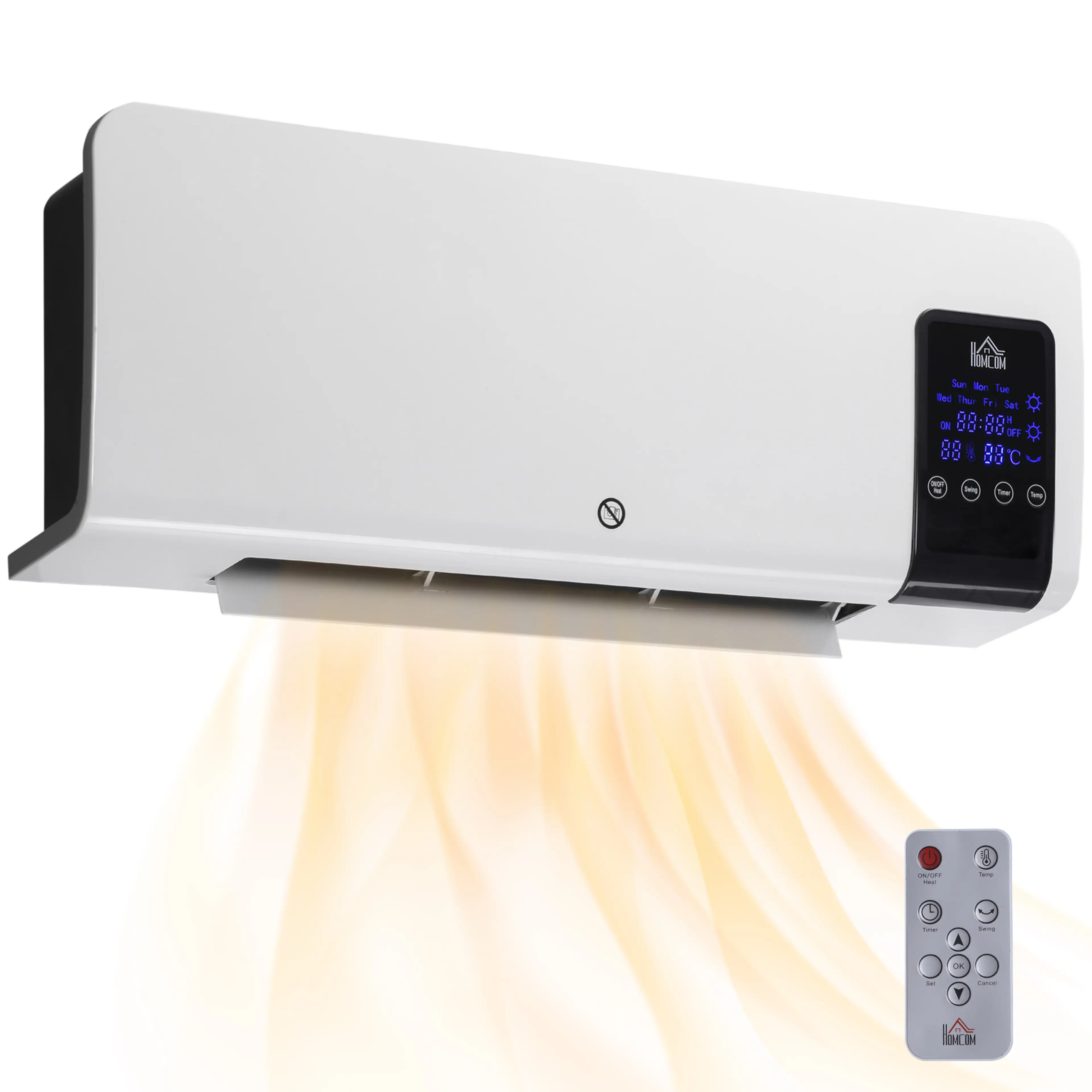 Väggvärmare vit 54,5 cm – 12 cm djup med oscillation