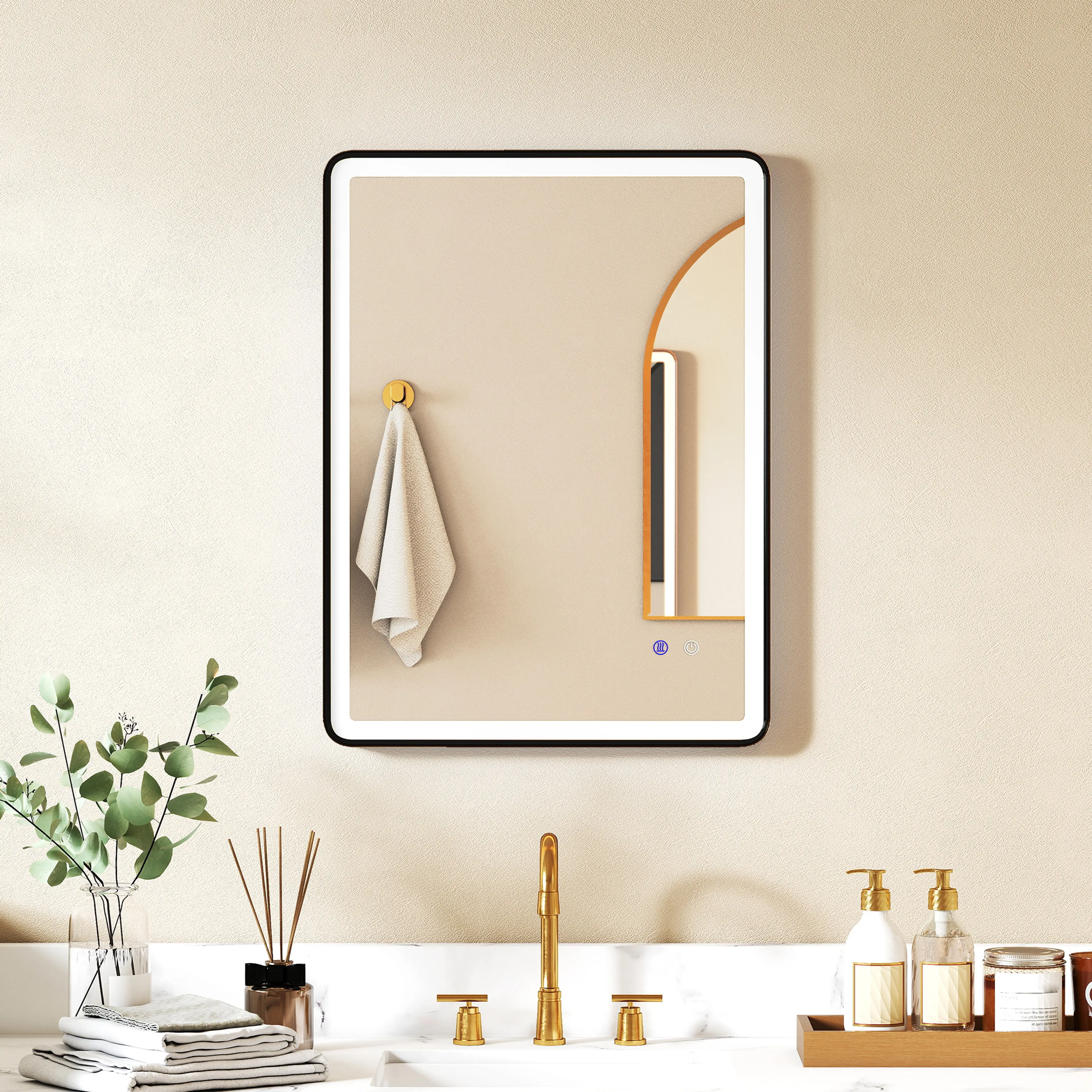 Sminkspegel LED 80 × 60 cm med antiimma – bild 2