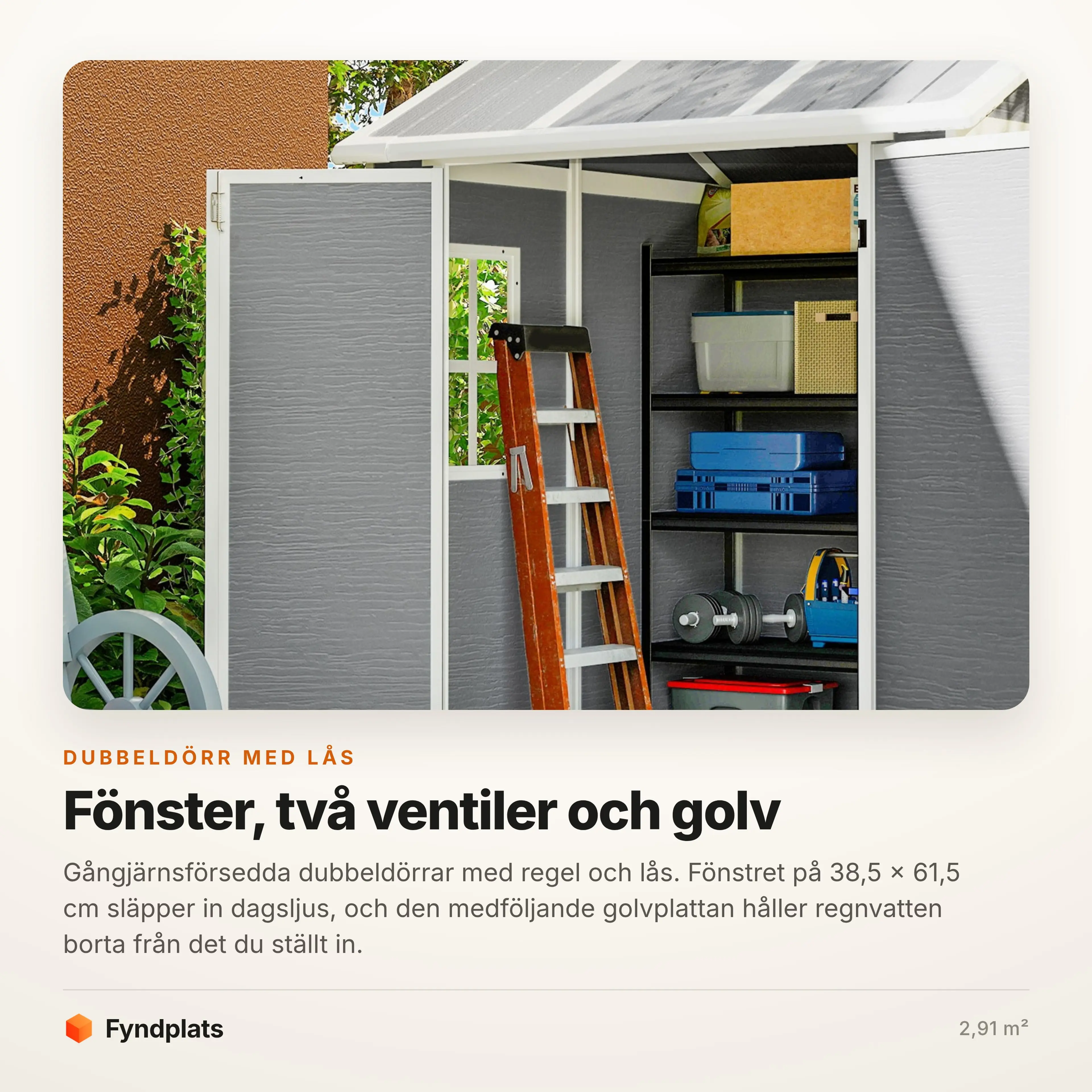 Dubbeldörr med lås, fönster och två ventiler