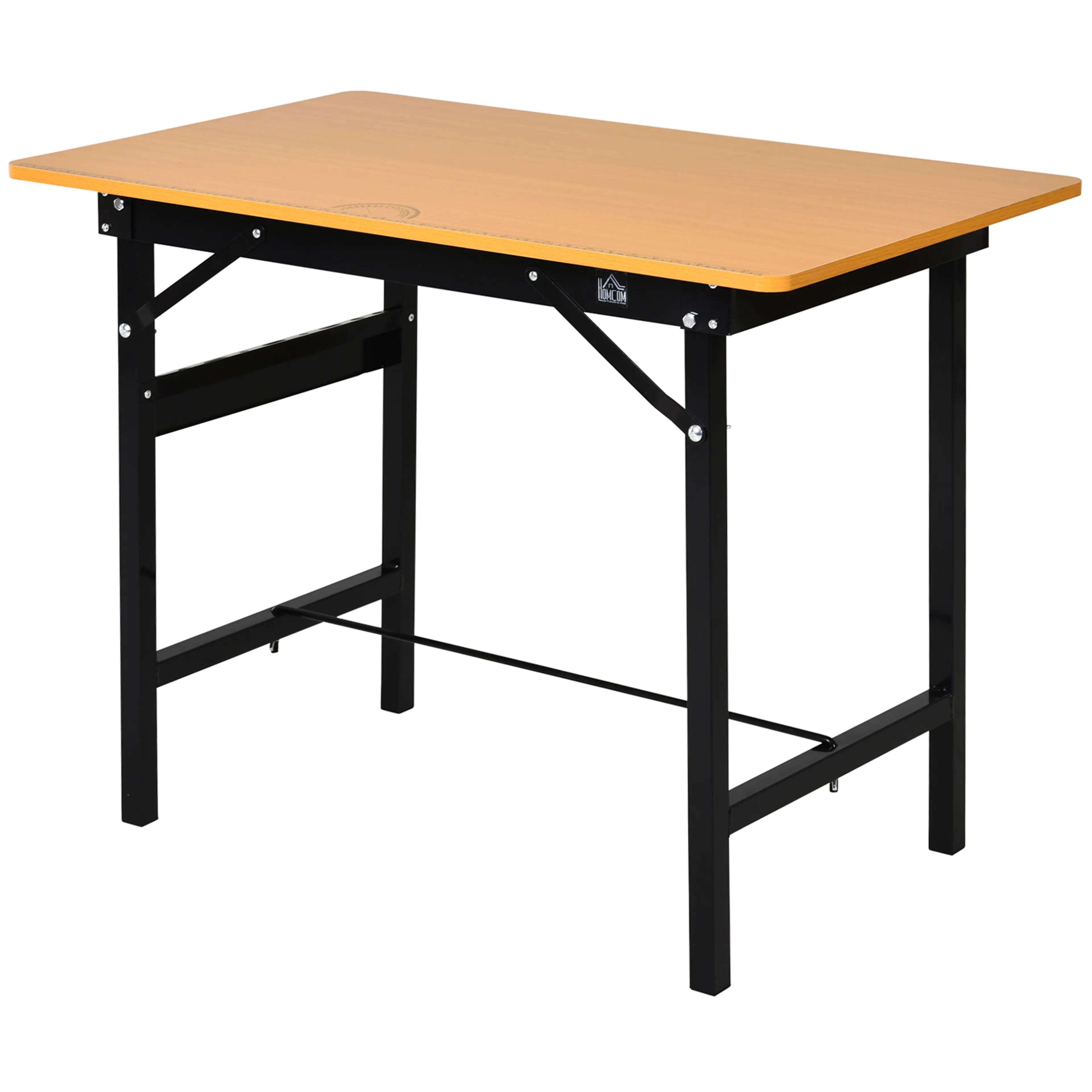 Hopfällbar arbetsbänk med linjal och gradskiva – metall och MDF, 100 kg