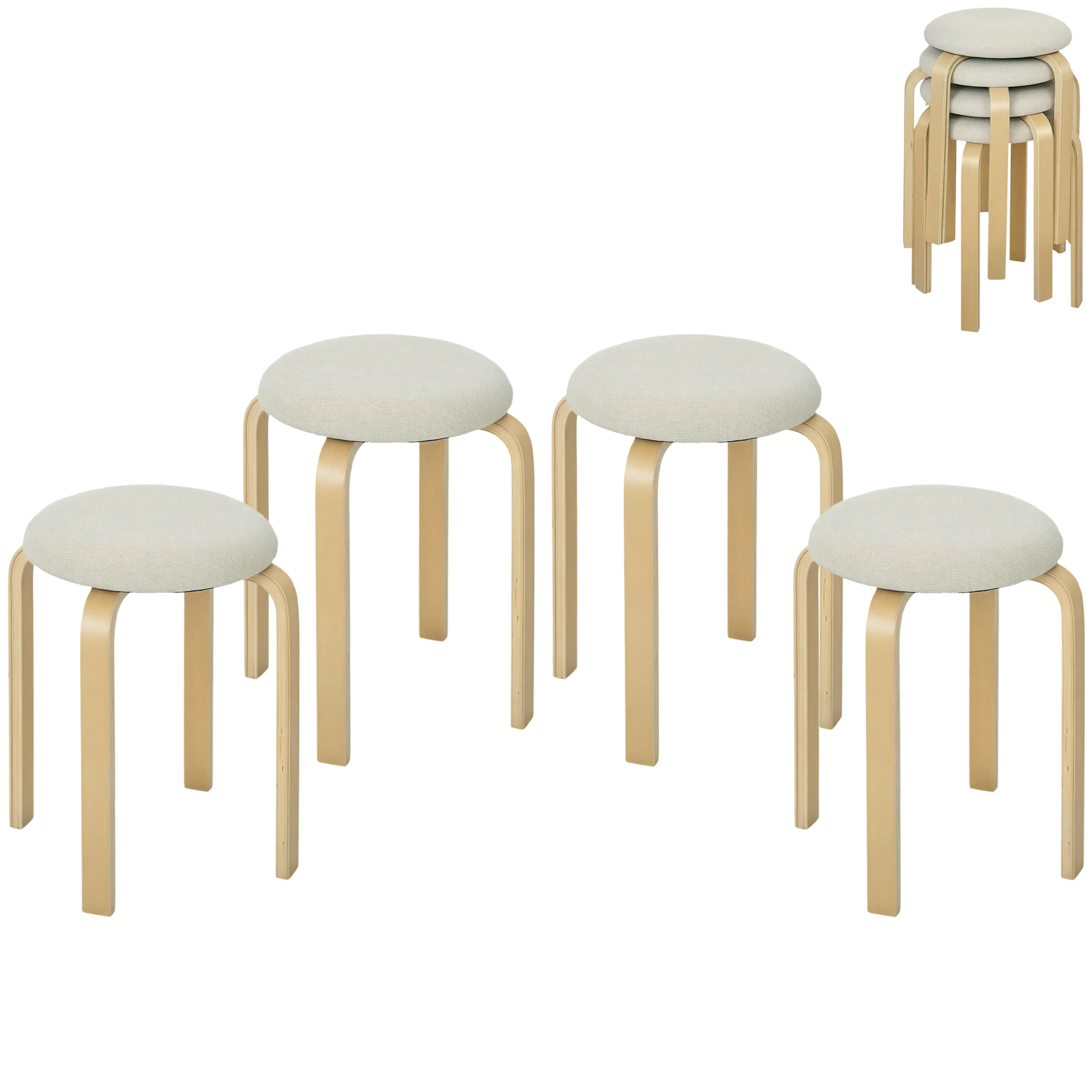 Stapelbara pallar 4-pack, cremevit, böjträben
