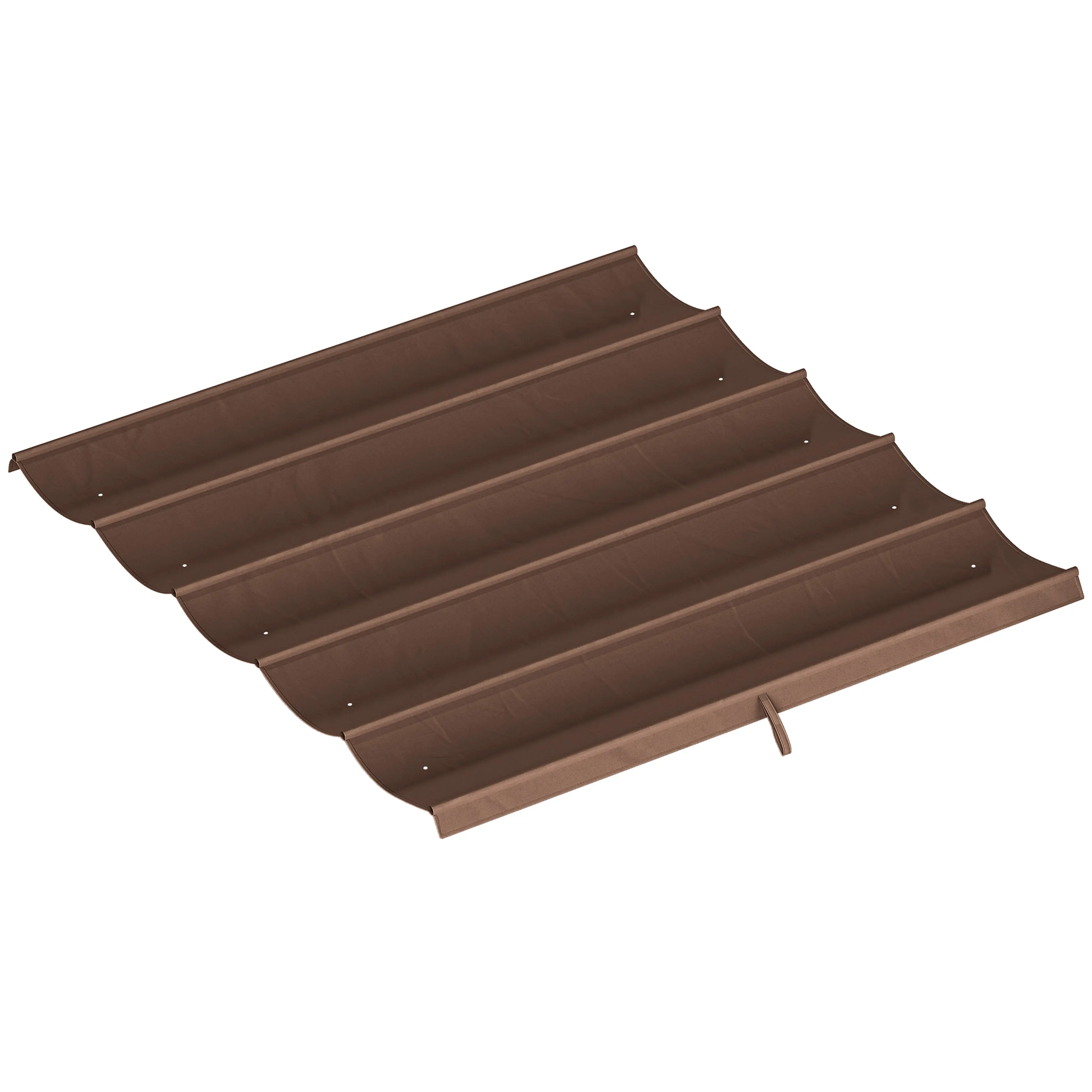 Pergolatak i mörkbrun polyester, 250 × 255 cm, sett snett uppifrån mot vit bakgrund