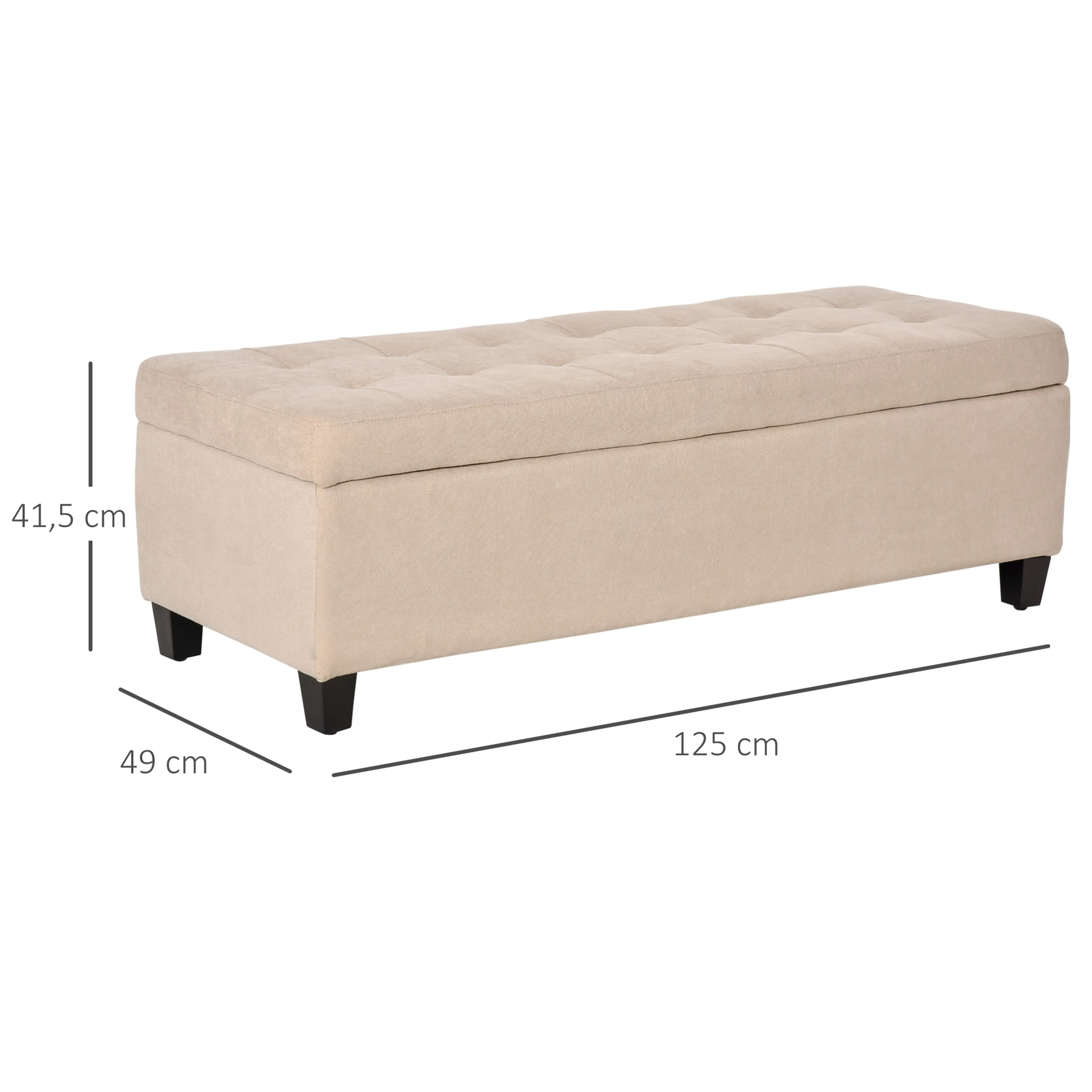 Ottomanbänk 125 cm med förvaring, beige – bild 4
