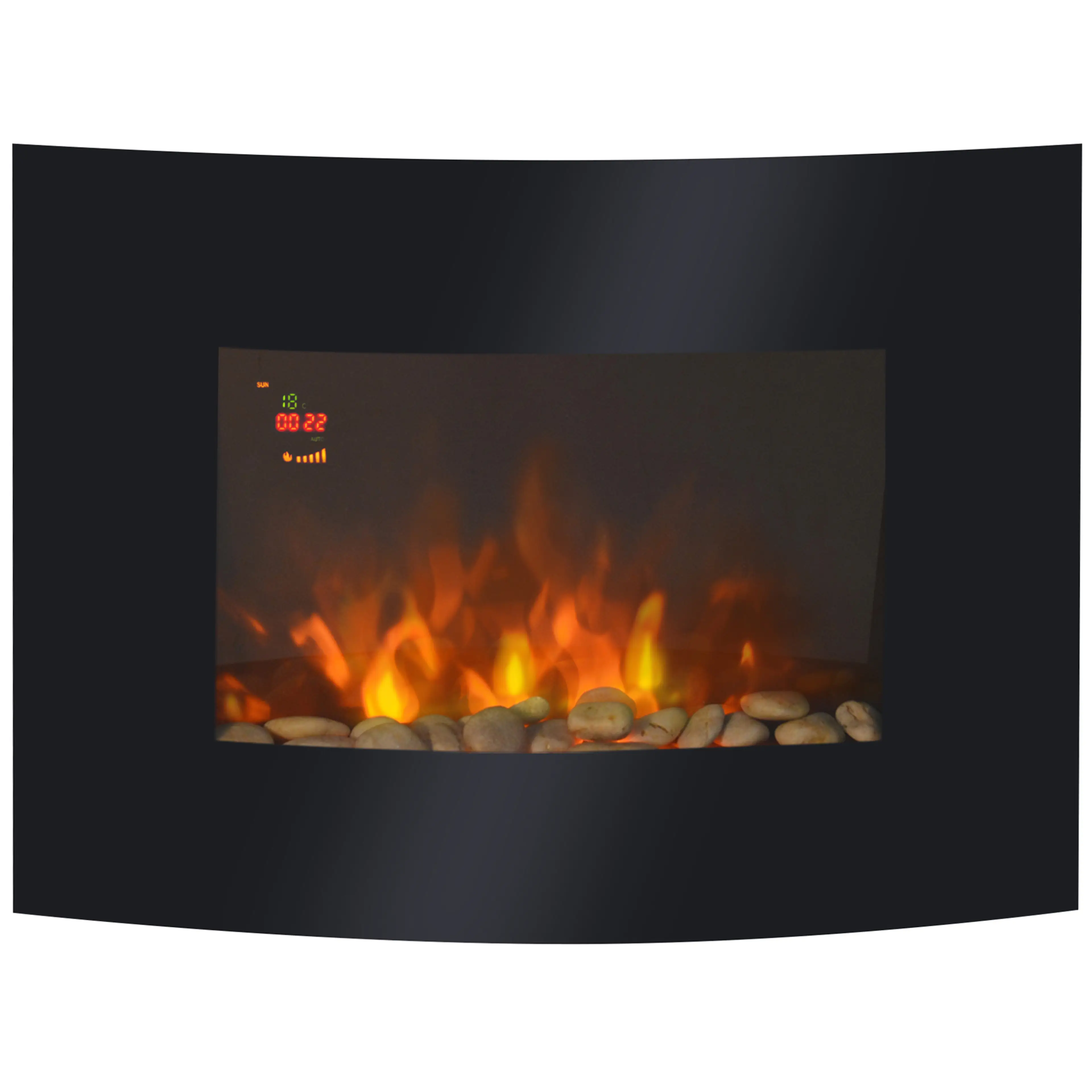 Elektrisk väggkamin 65 × 52 cm – LED-lågor i sju färger