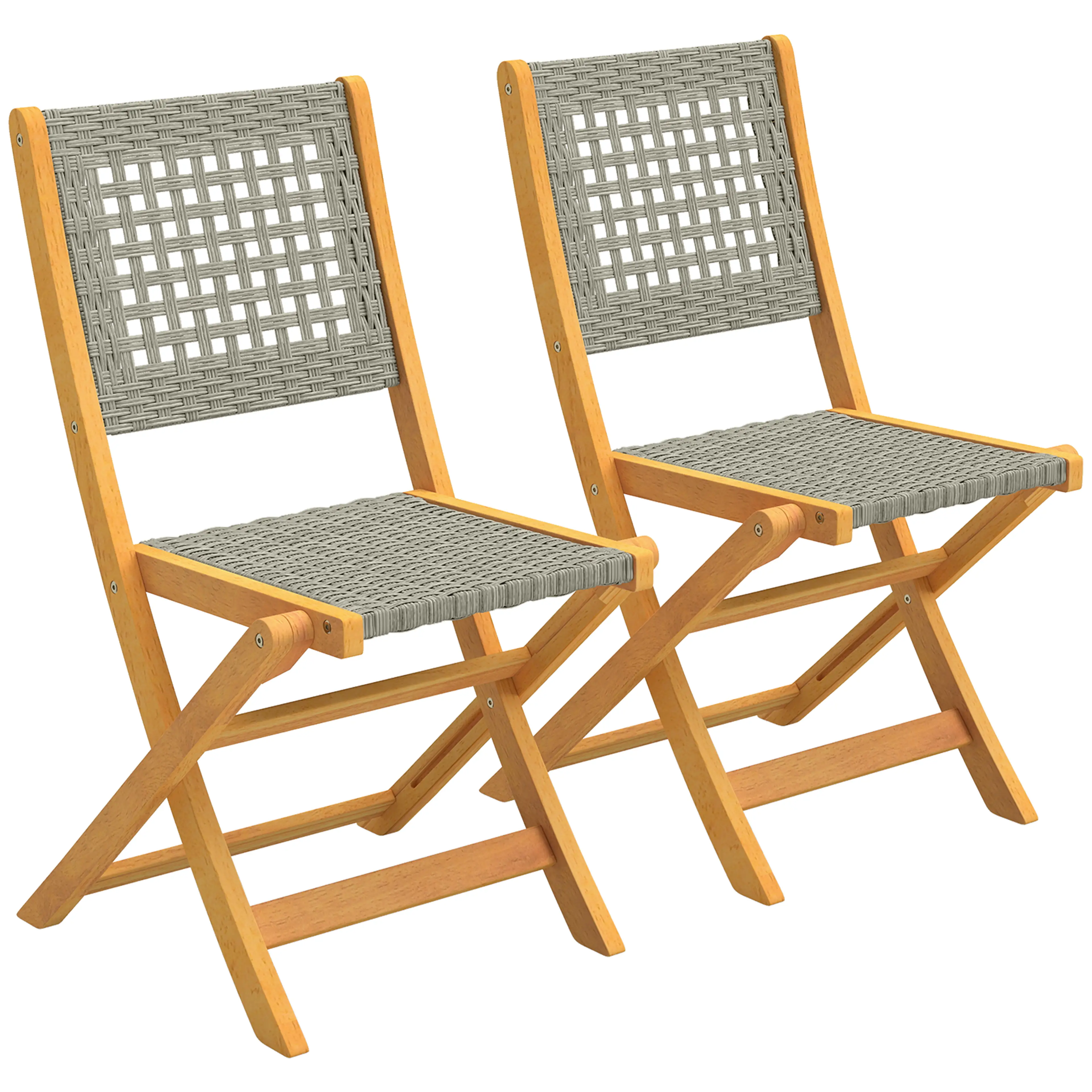 Hopfällbar trädgårdsstol i akacia med flätad beige rygg och sits (1)