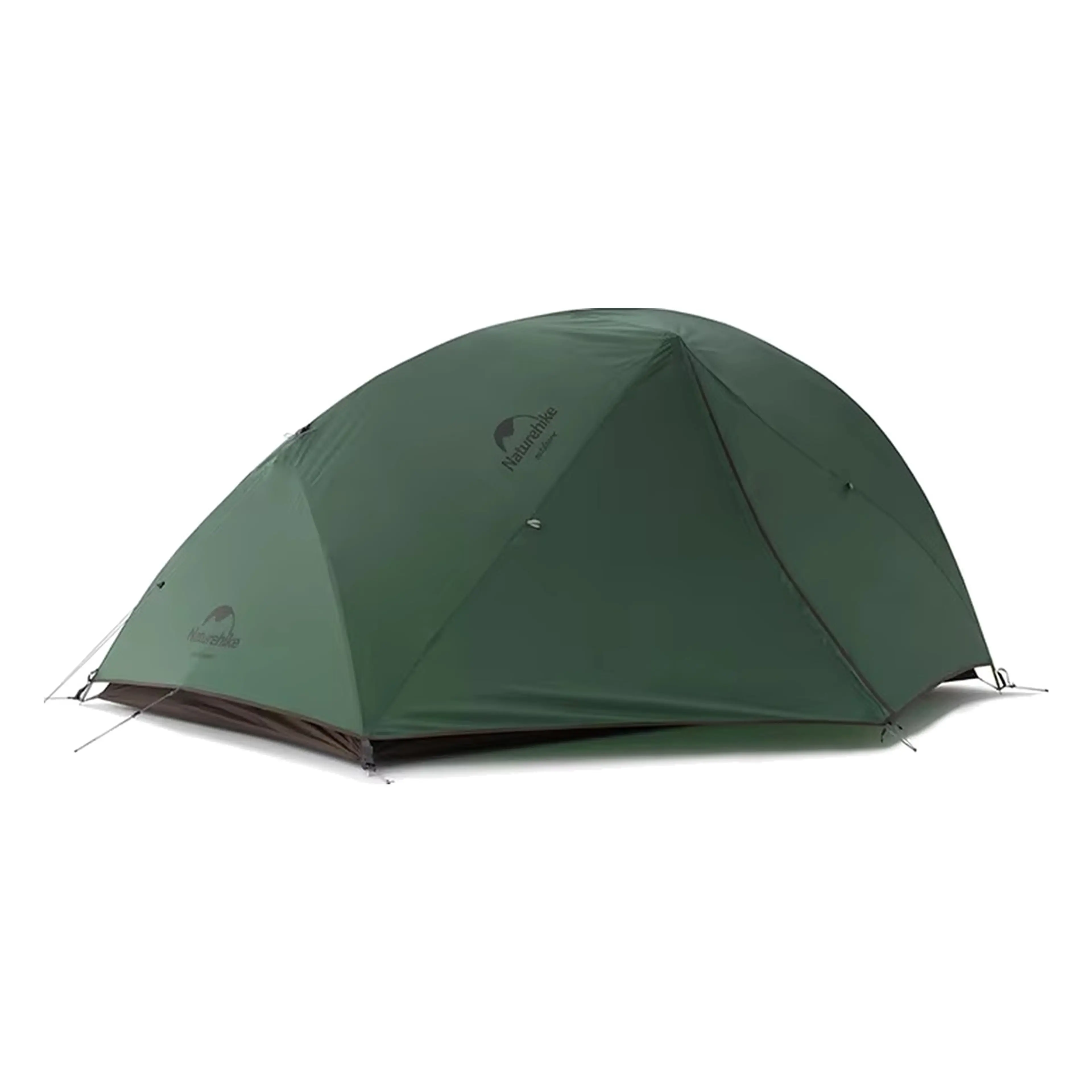 Naturehike Star River 2 campingtält i armégrön 210T, uppspänt mot vit bakgrund