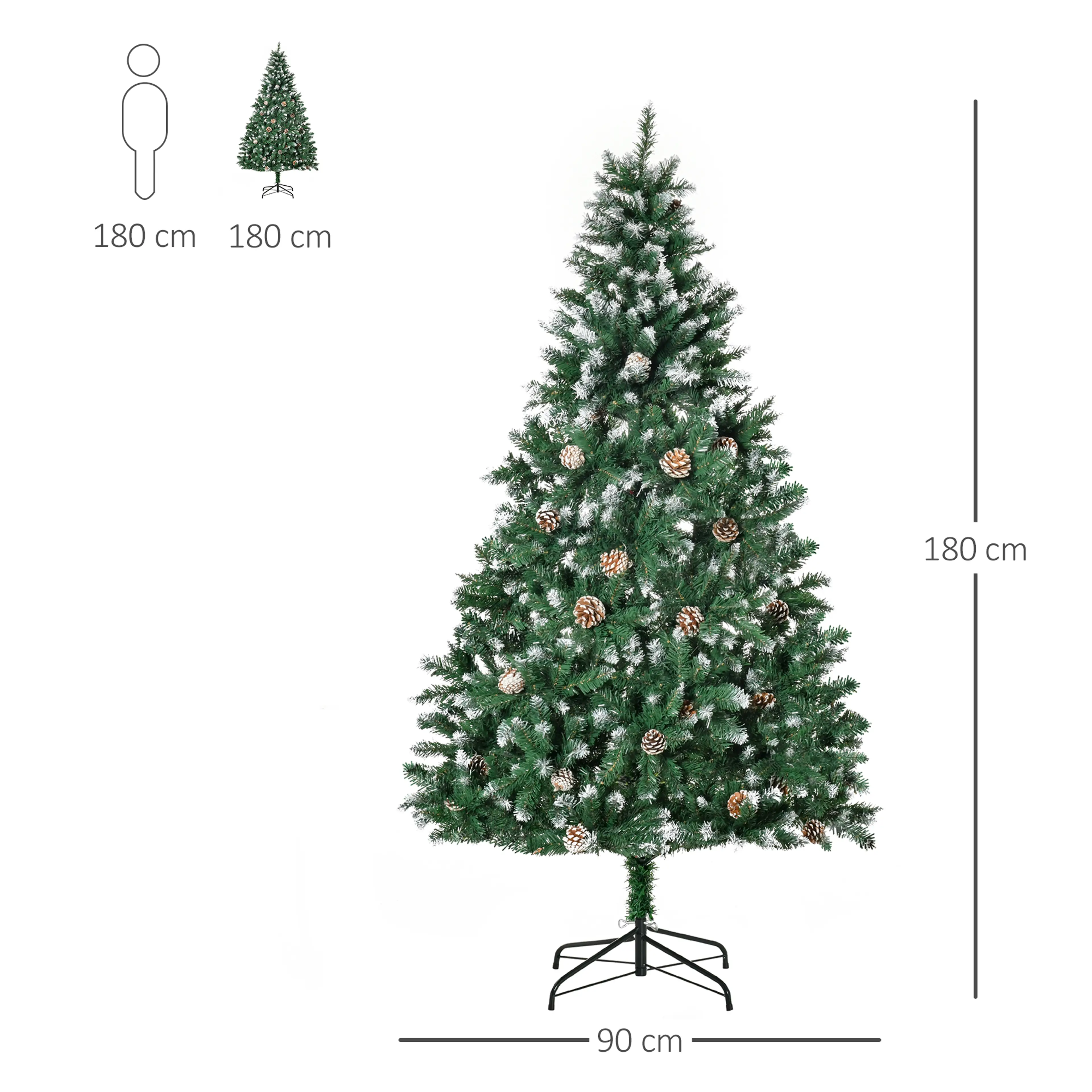 Måttskiss: 180 cm hög och 90 cm bred