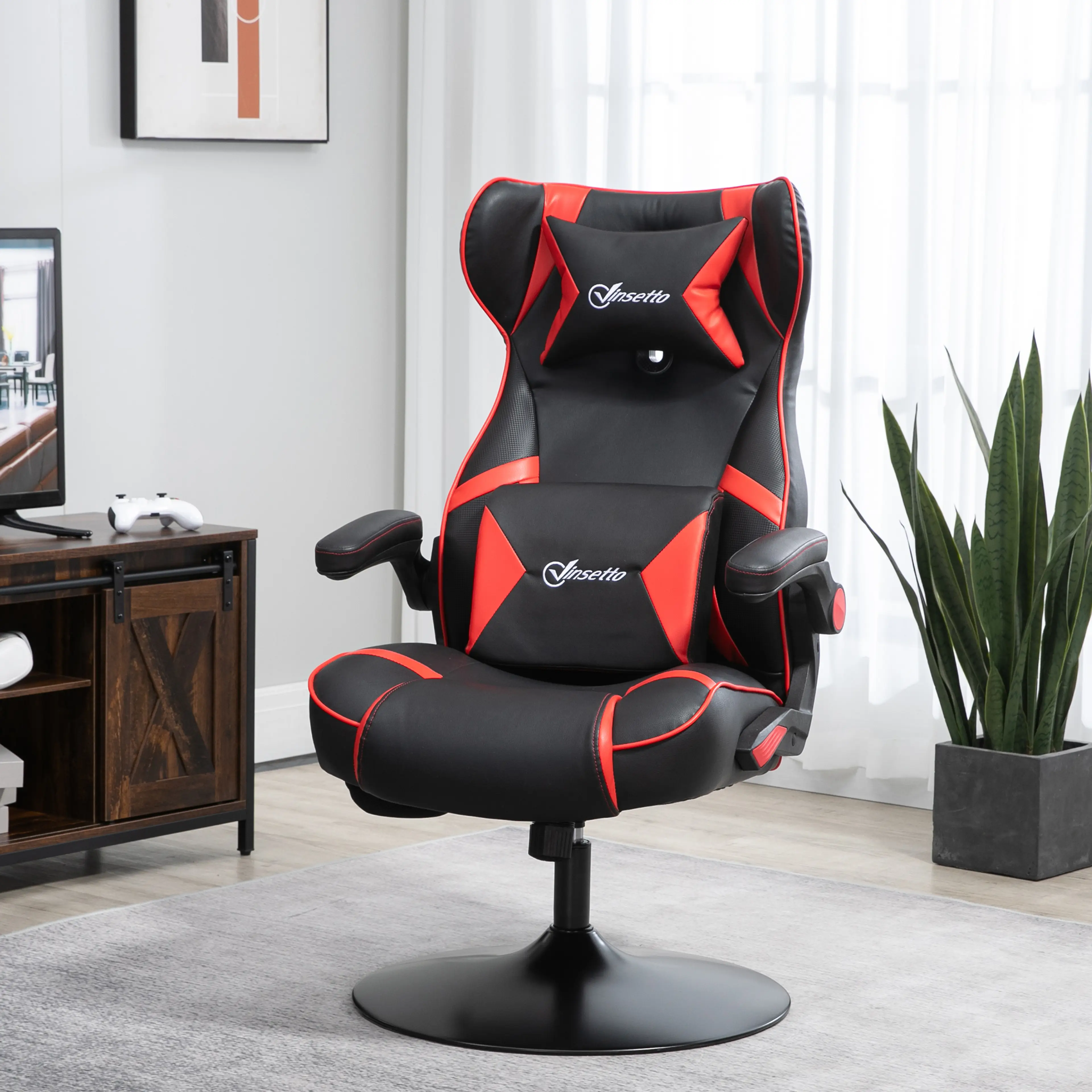 Gamingstol med inbyggda högtalare – piedestalfot, Bluetooth och USB – bild 3
