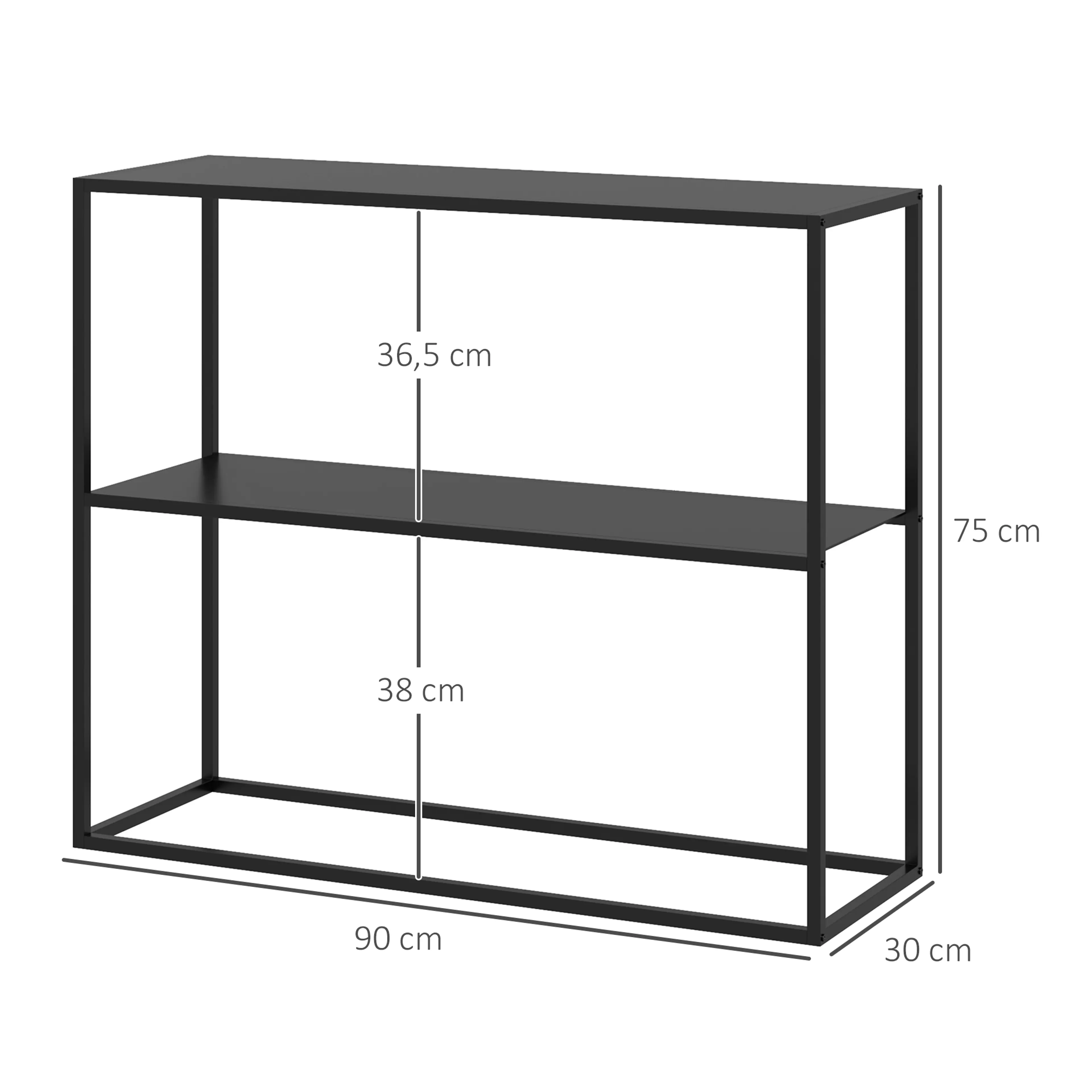 Konsolbord i stål 90 cm, två plan – bild 4
