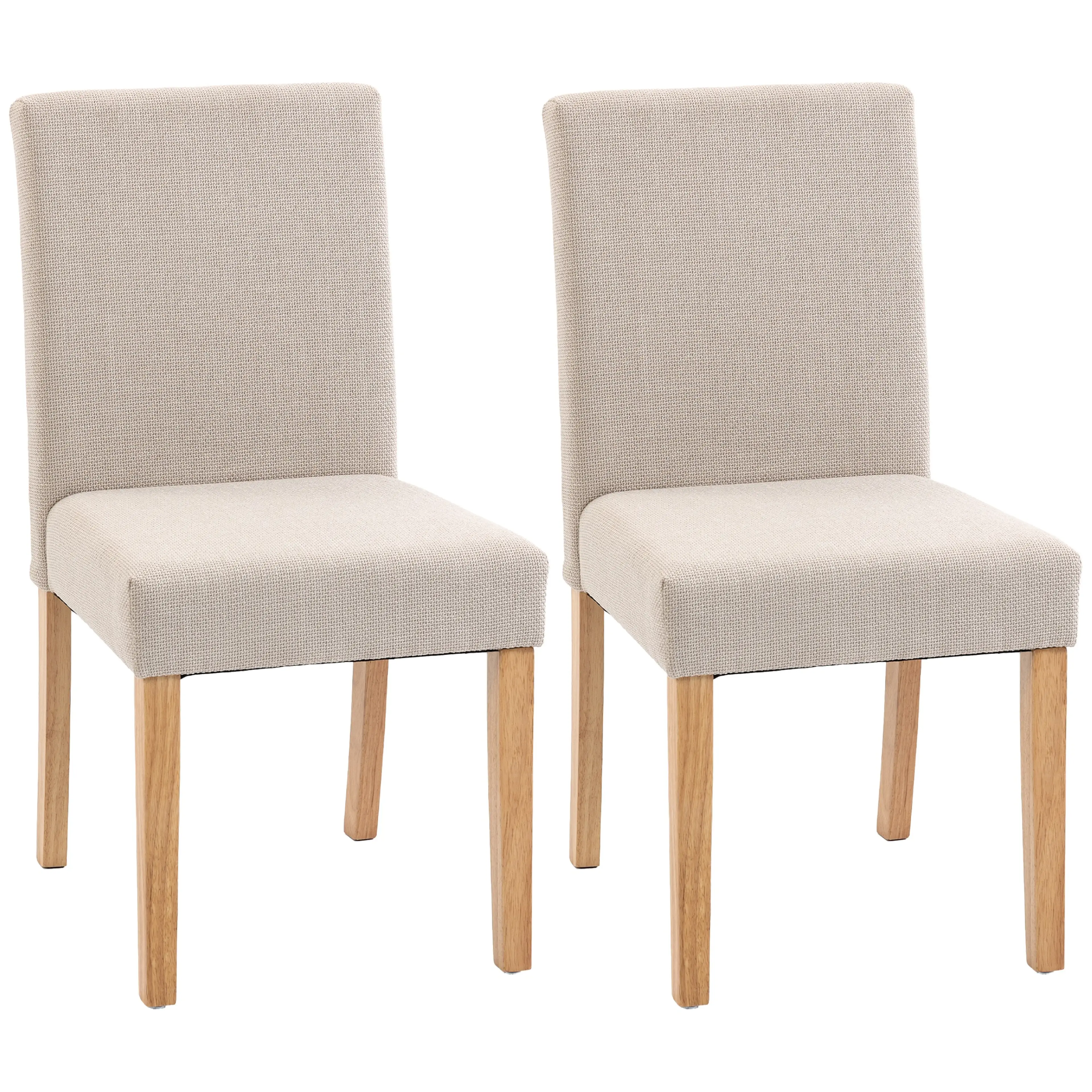 Matstolar 2-pack i cremevit tyg med tjock sits