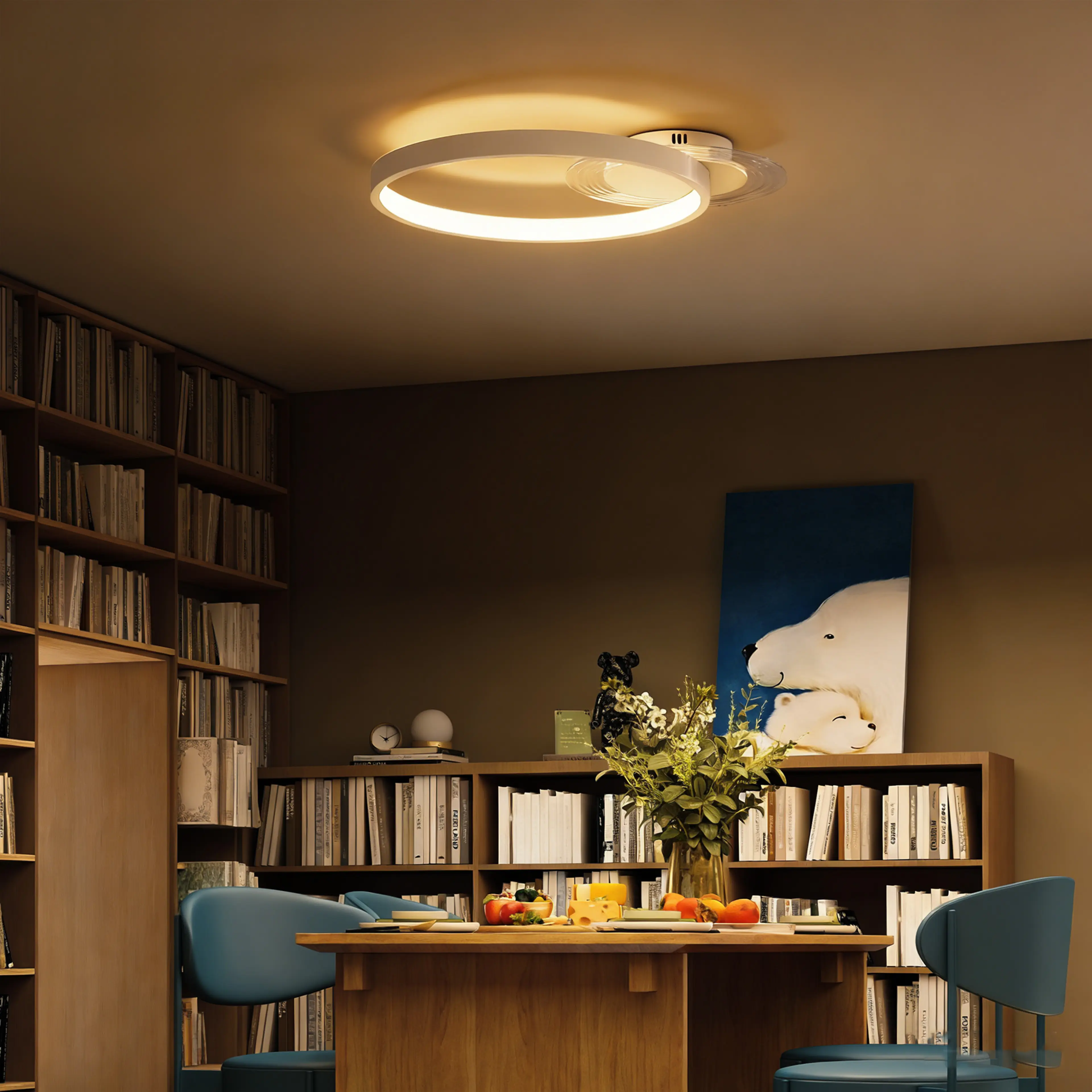 Taklampa vit med två ringar 50 cm – tre färgtemperaturer, 30 W – bild 7