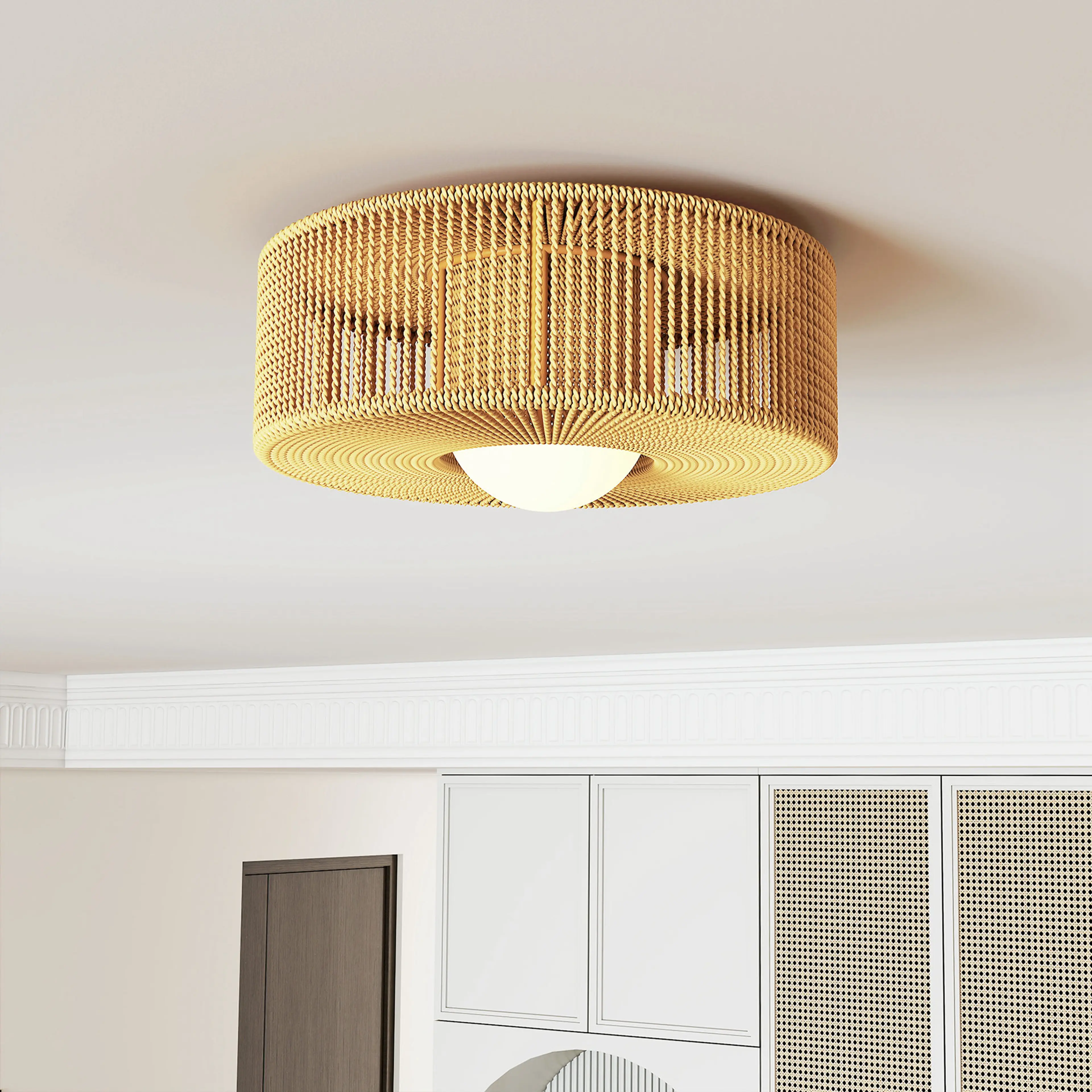 Taklampa i hampsnöre Ø30 cm – G9-lampa ingår, 3000 K, boho – bild 7