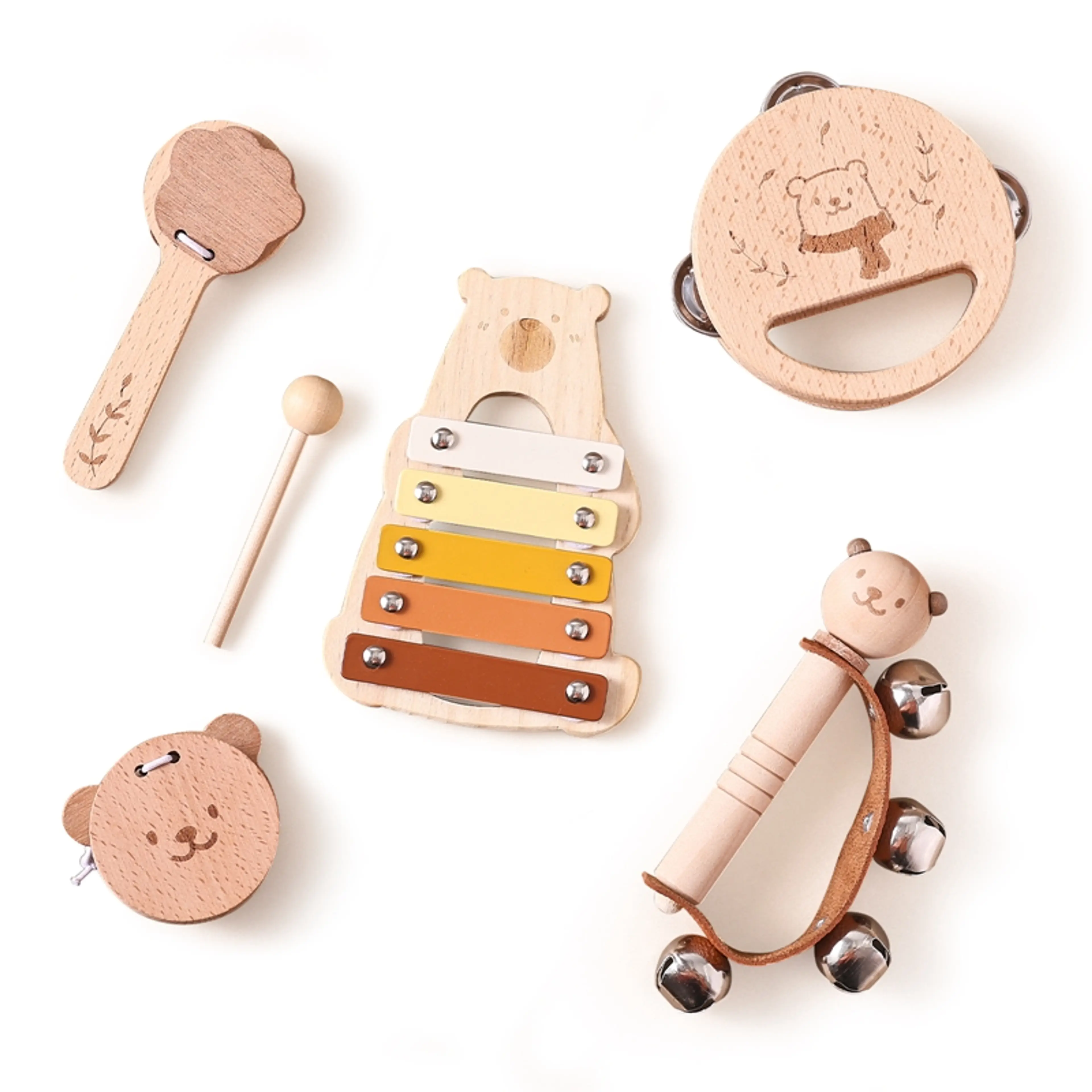 Montessori Musikset i Trä – 5-delars pedagogiskt instrumentset för barn