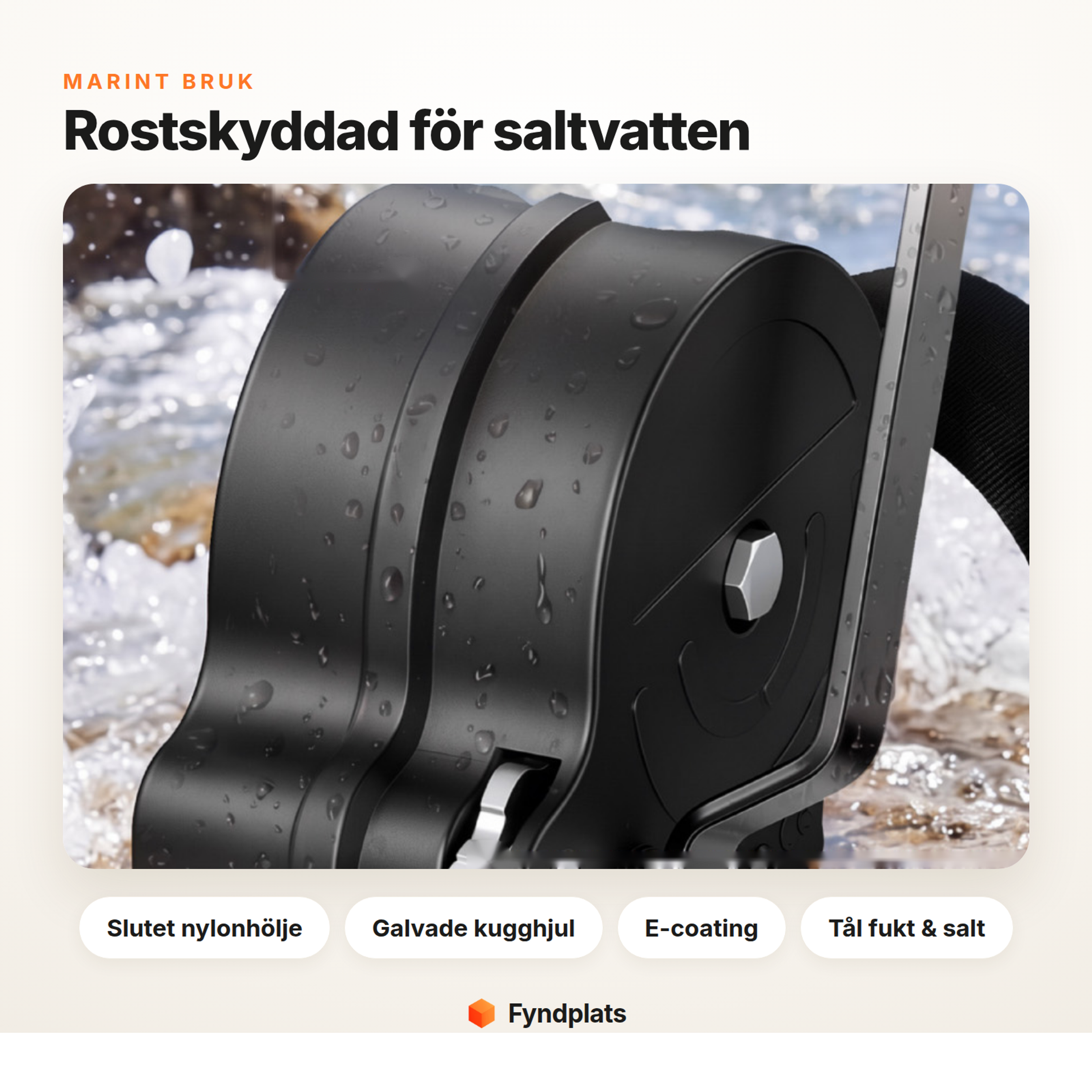 Rostskyddad handvinsch med slutet nylonhölje för saltvatten
