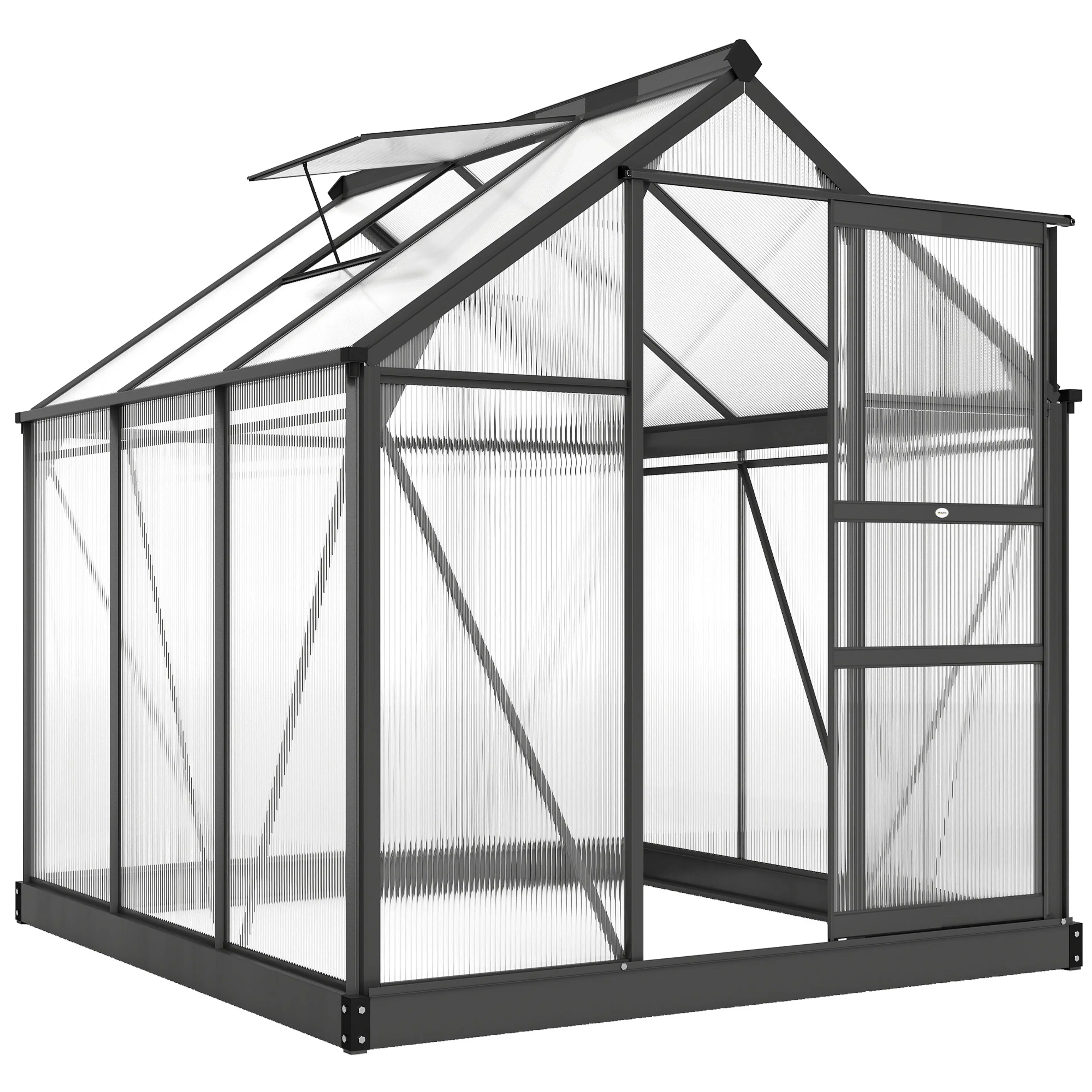 Växthus i aluminium 3,65 m² med takfönster och skjutdörr