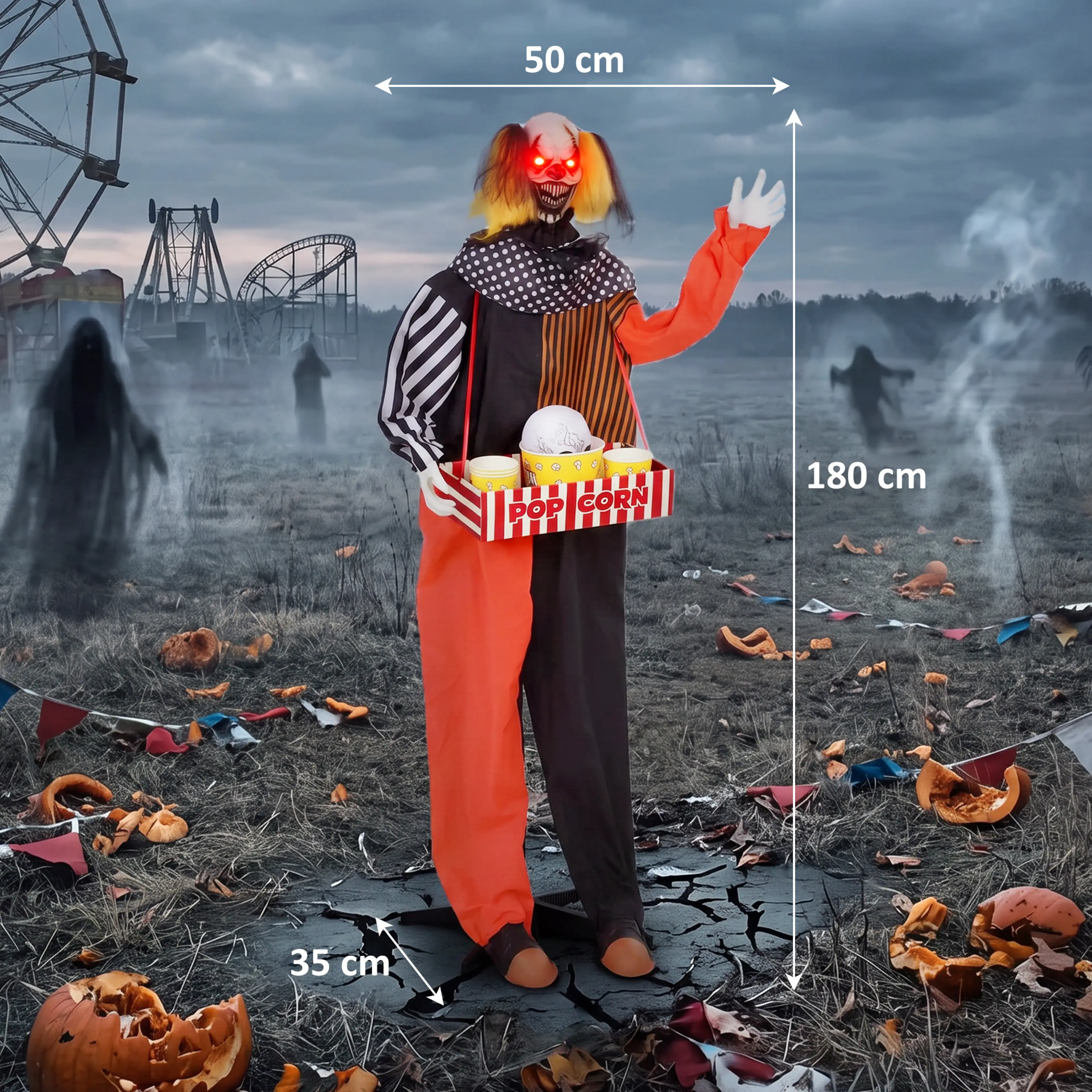 Animerad popcornclown 180 cm som skjuter upp till 195 cm – bild 6