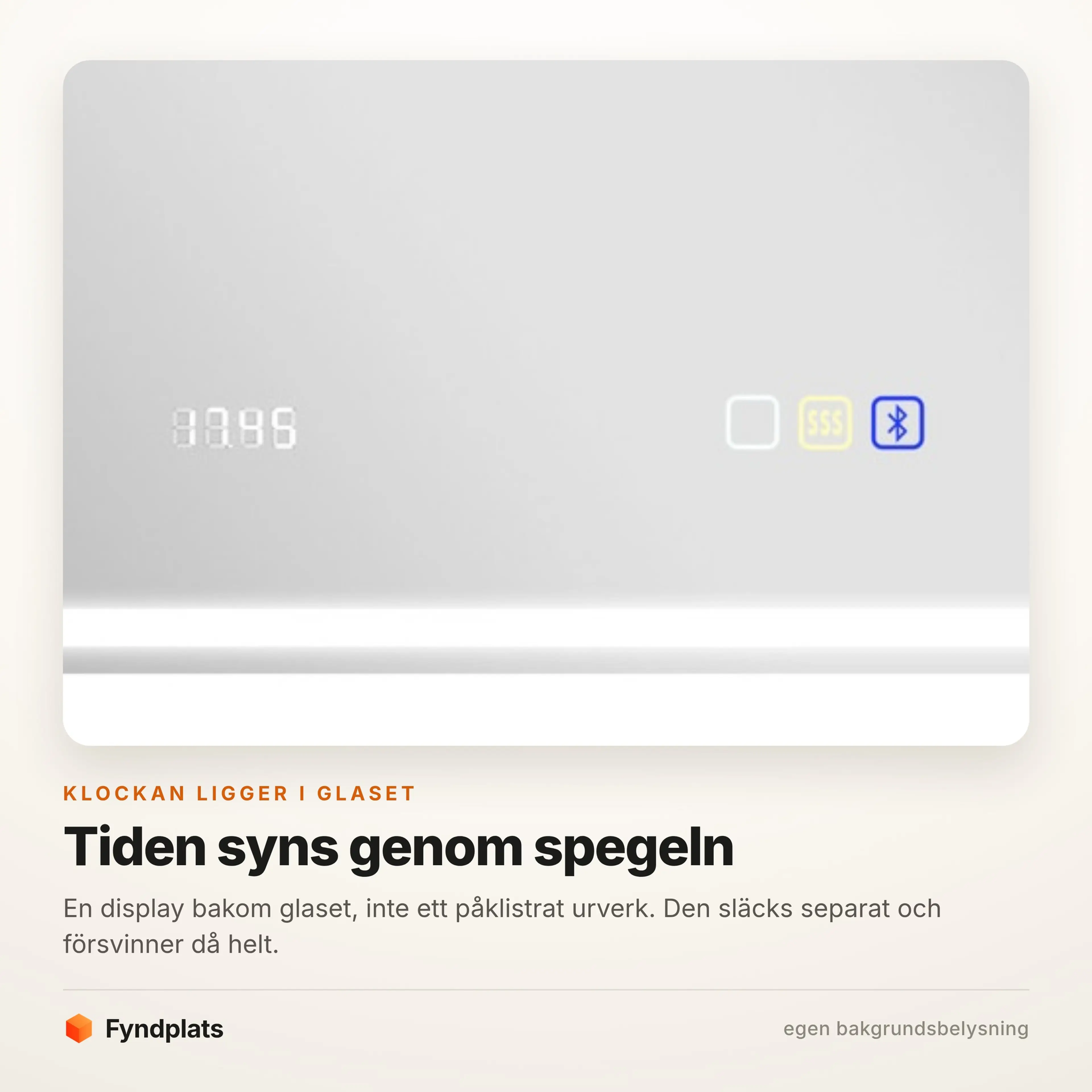 Badrumsspegel LED 90 × 70 cm med Bluetooth och klocka – bild 3