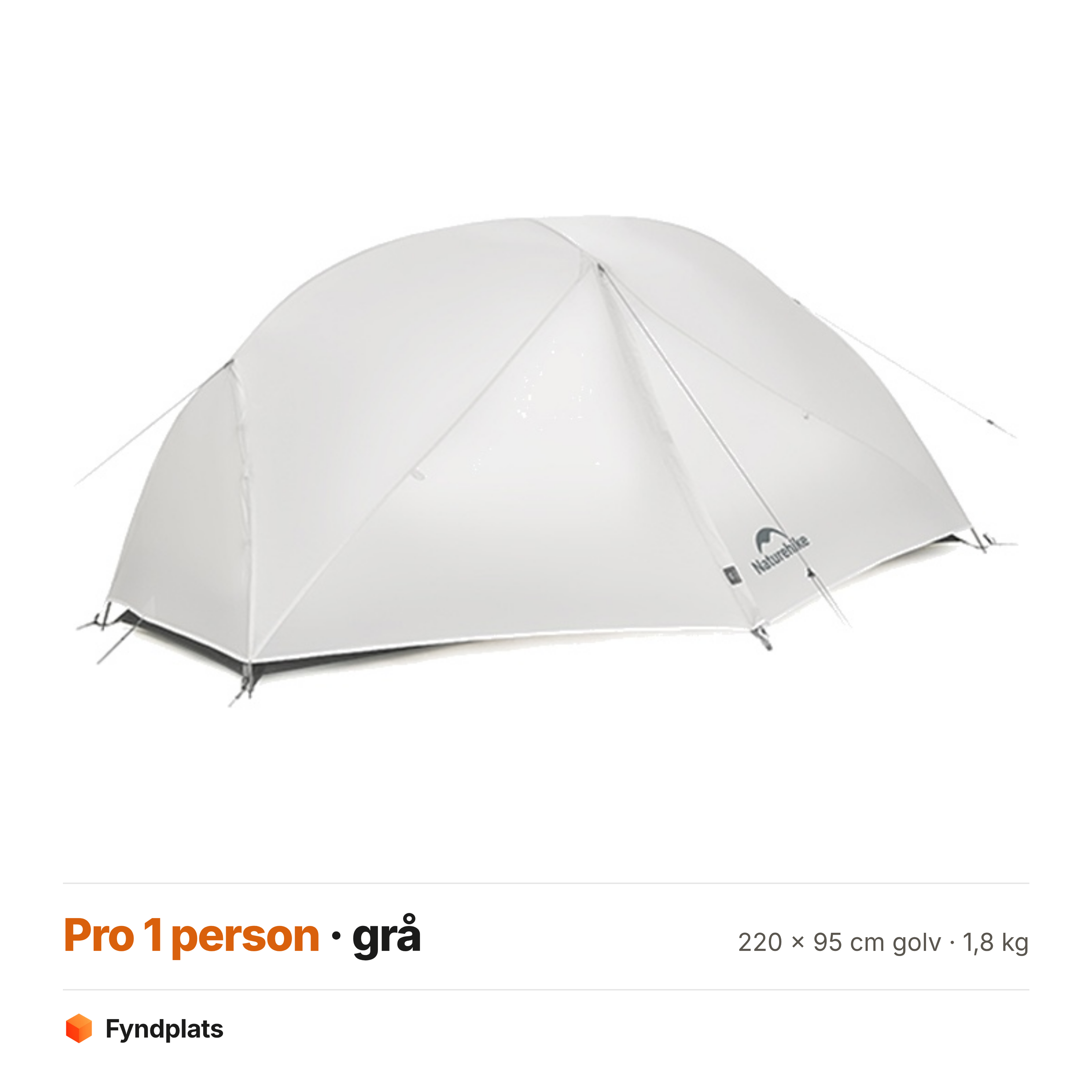 Mongar Pro för 1 person i grått – 220 × 95 cm golv och 1,8 kg