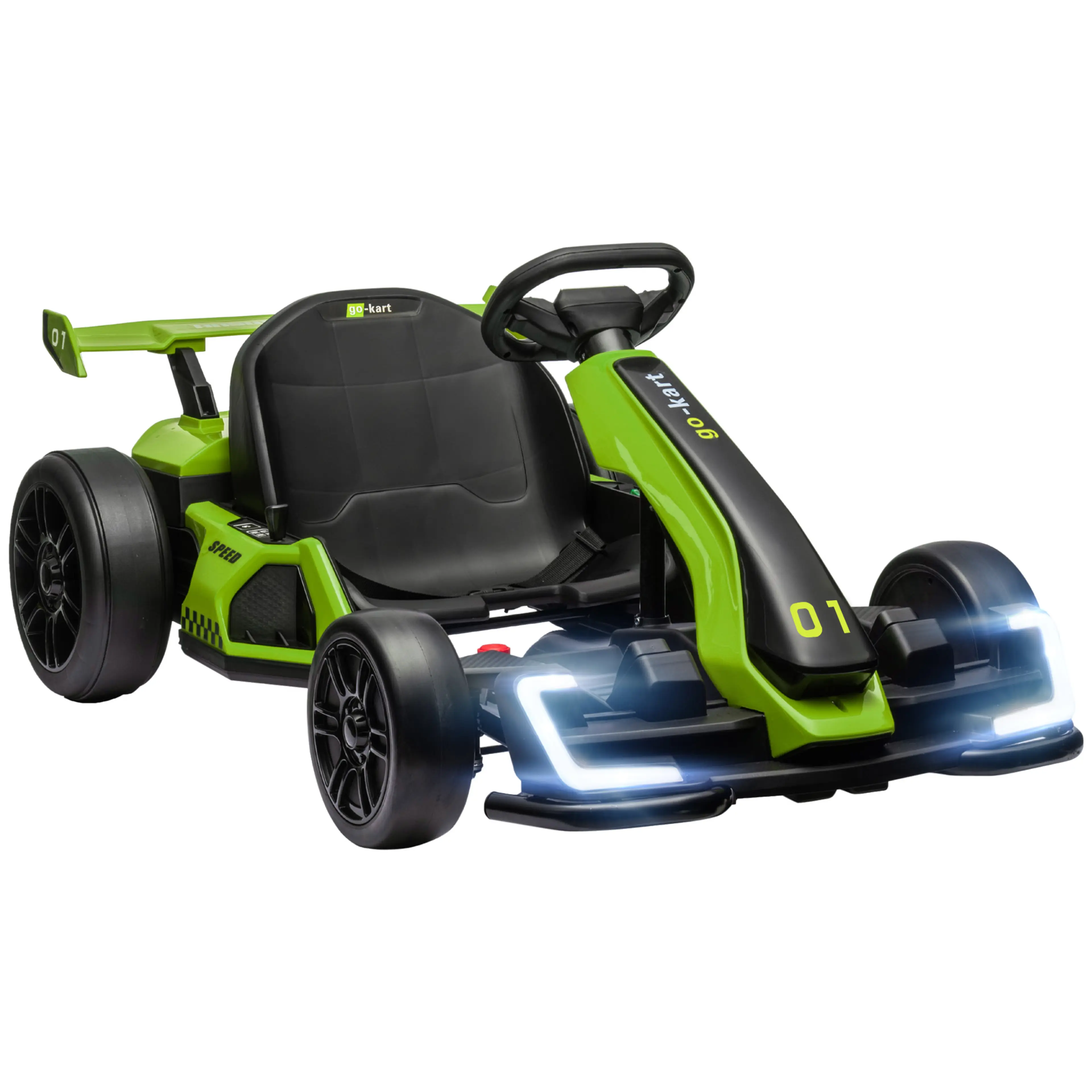 Elgokart barn 24 V med driftläge – 6–12 km/h, för 6–12 år i färgen grön