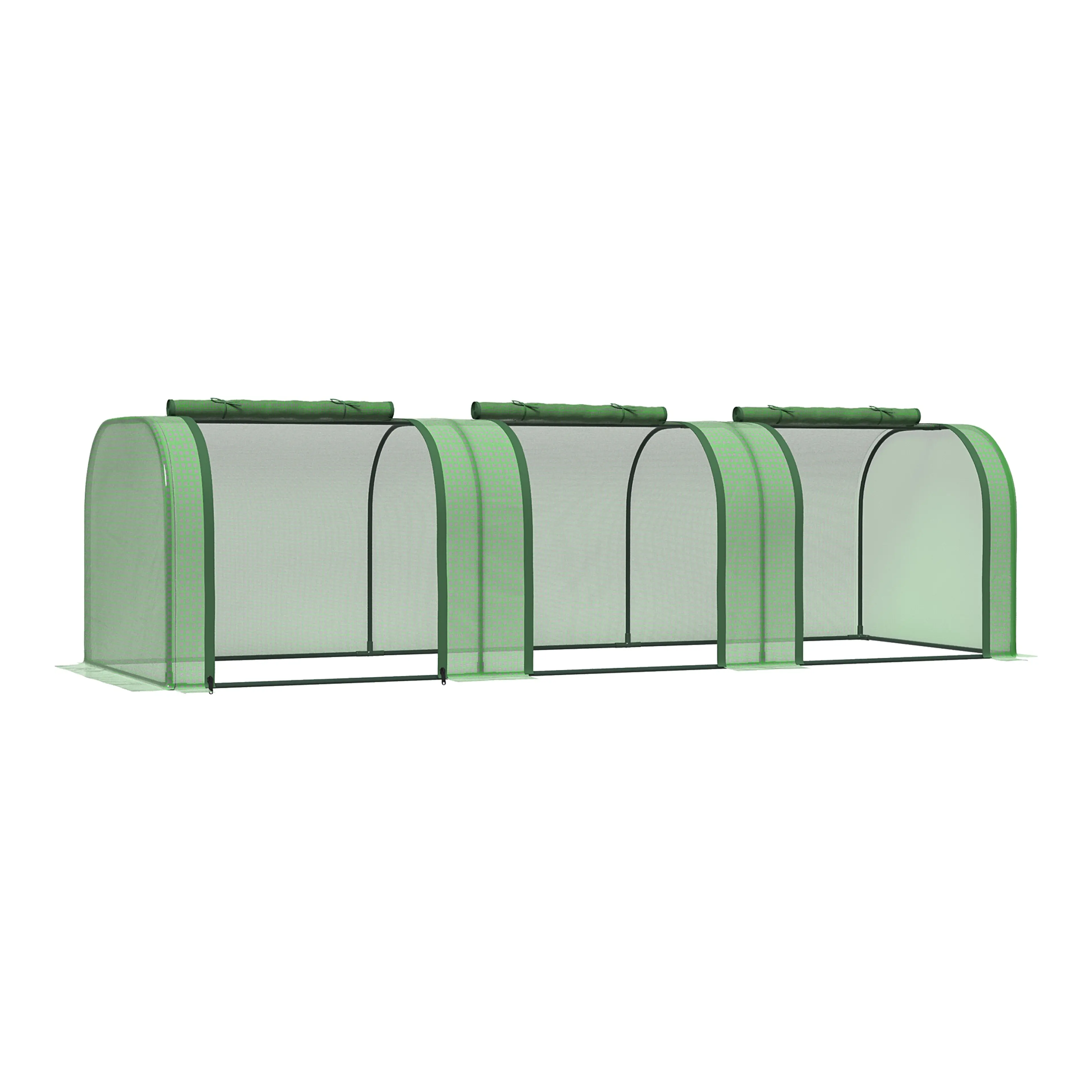 Odlingstunnel 295 × 100 × 80 cm – tre upprullbara luckor, grön PE-duk