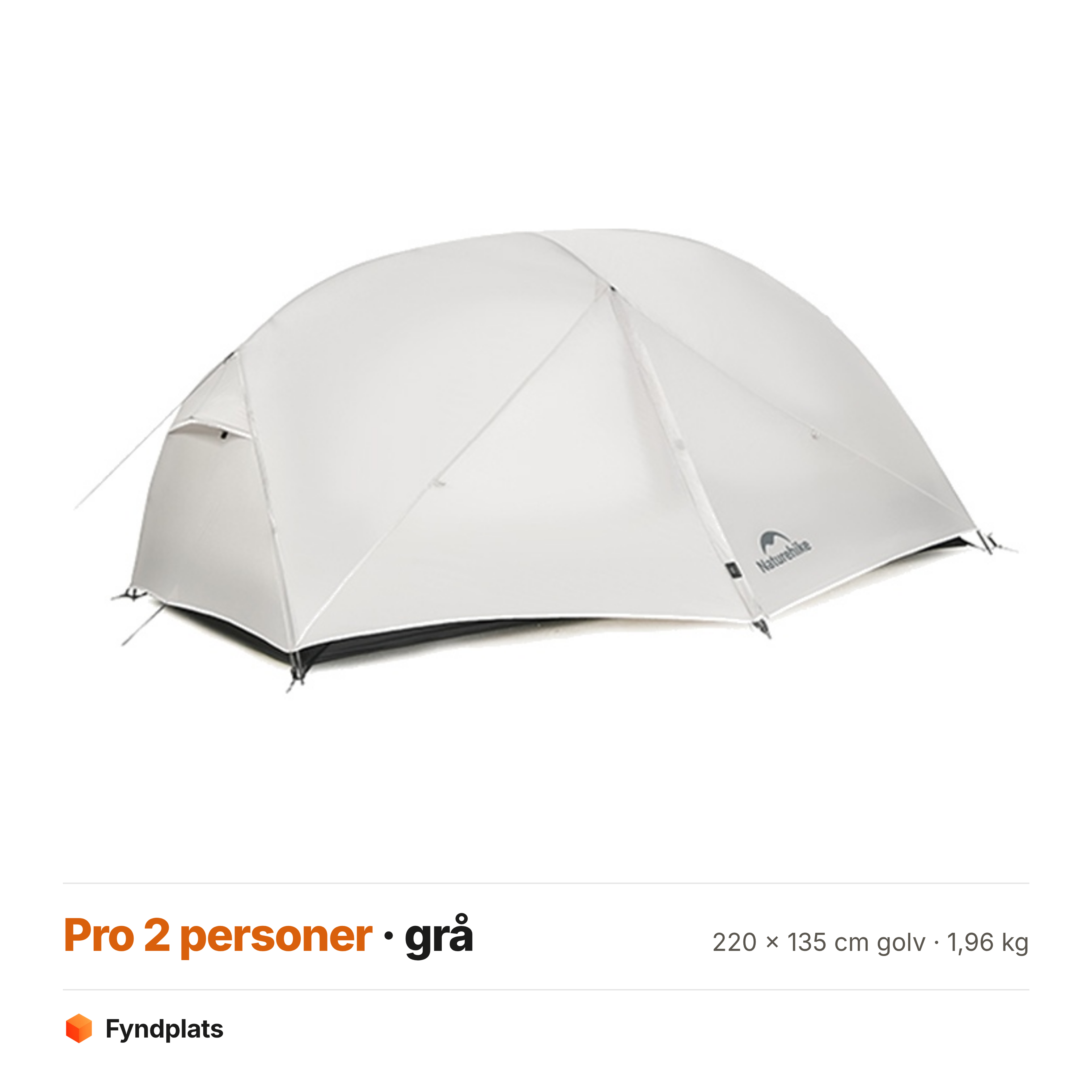 Mongar Pro för 2 personer i grått – 220 × 135 cm golv och 1,96 kg