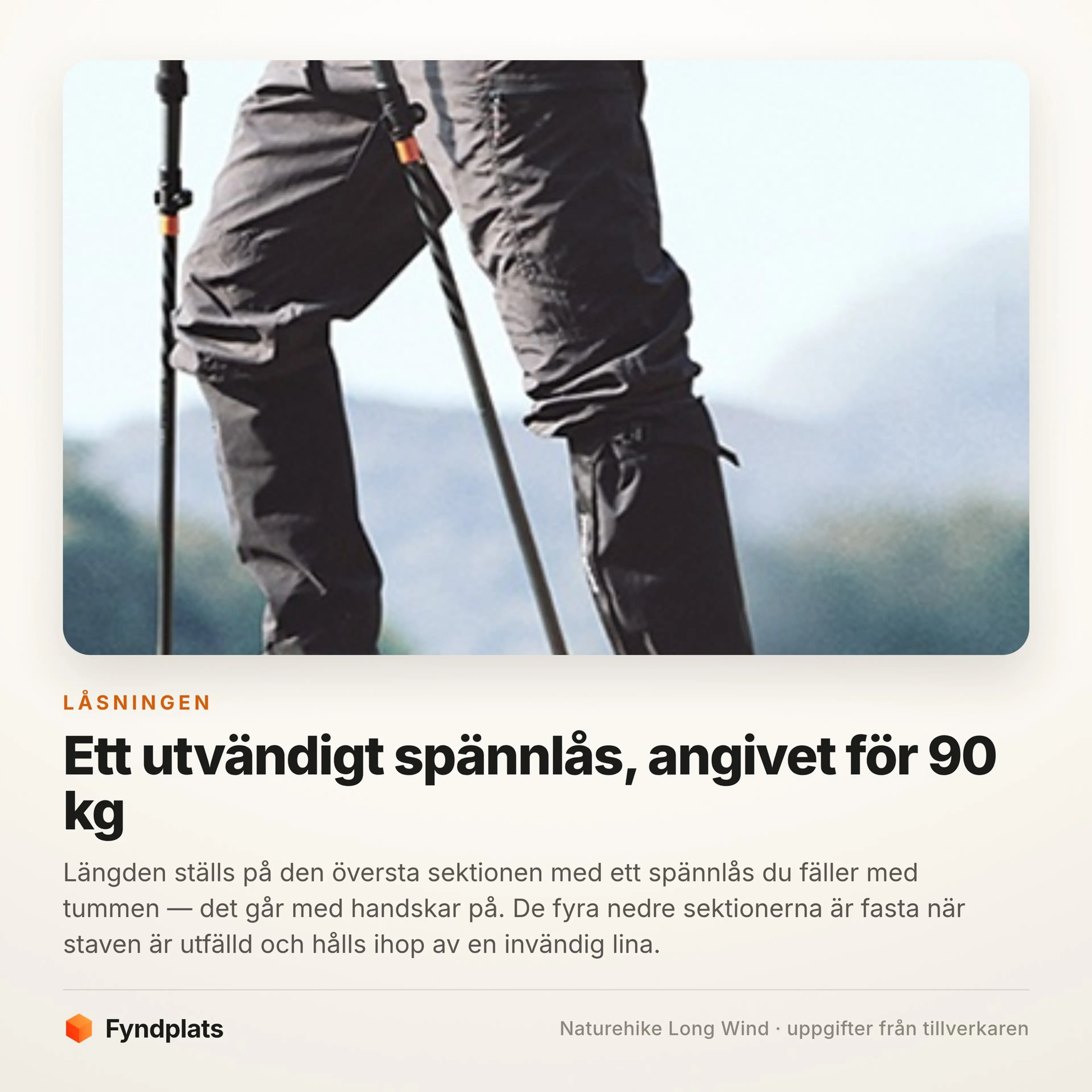 Naturehike Long Wind vikbara vandringsstavar – 35 cm, 2-pack – bild 5