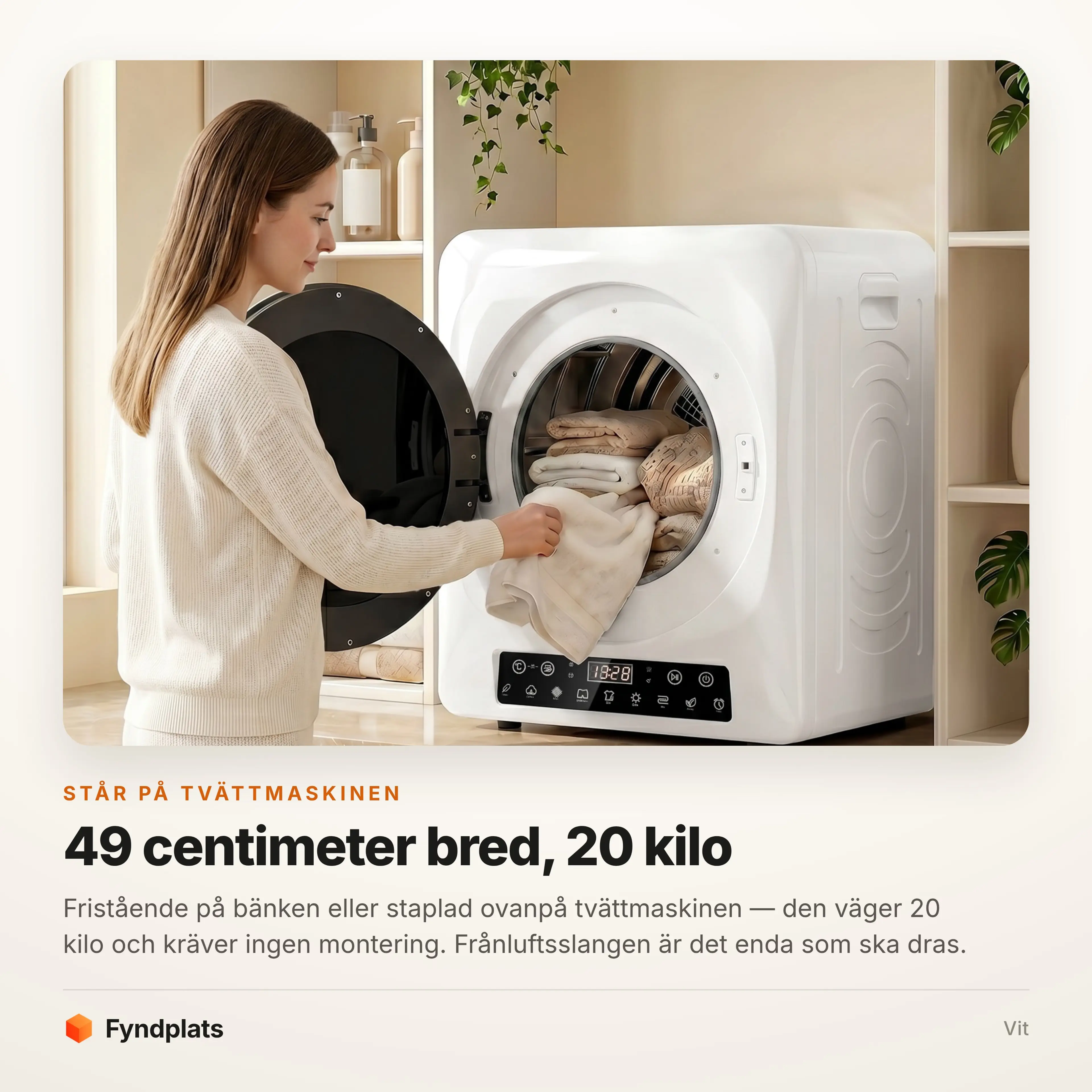 Torktumlaren staplad ovanpå en tvättmaskin