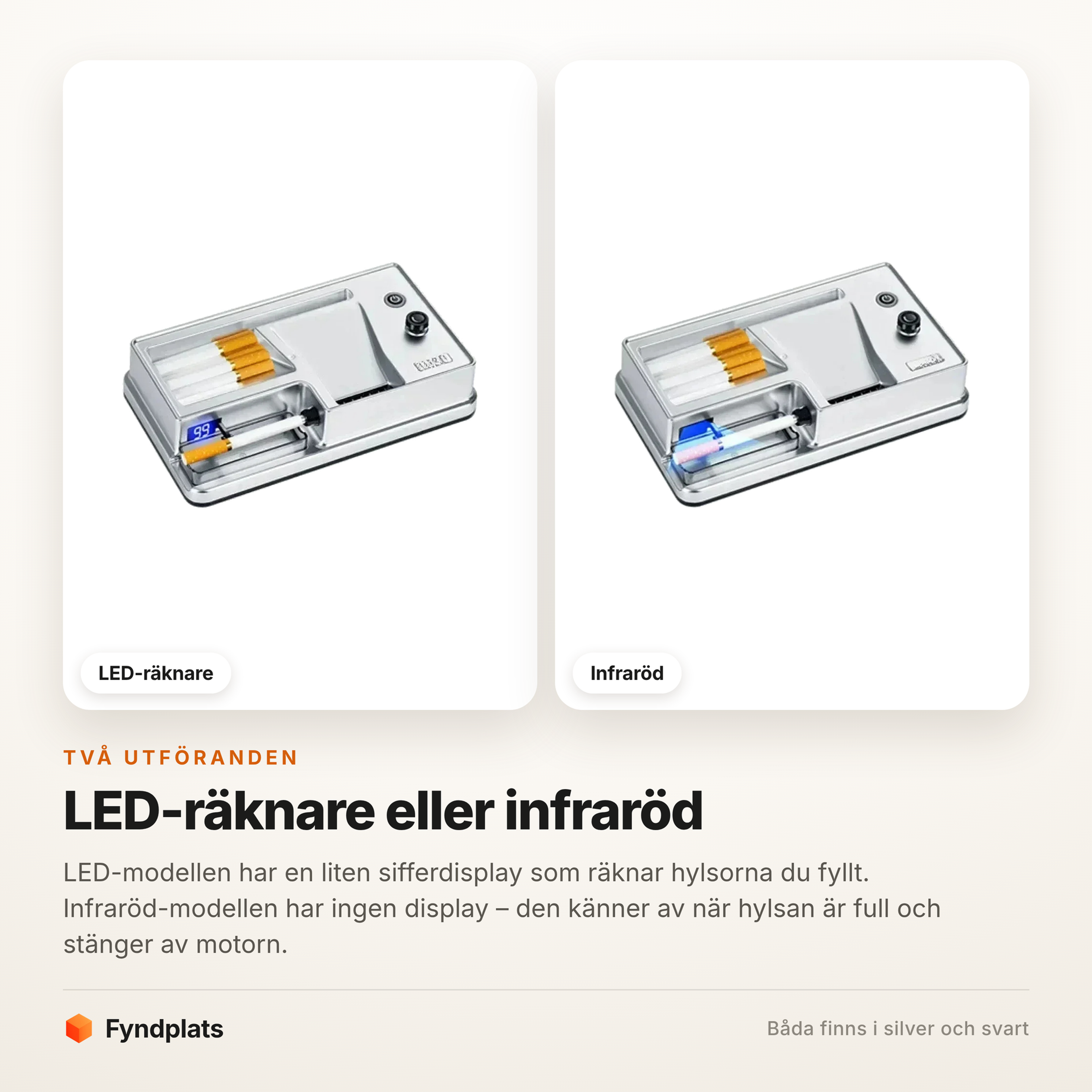 LED-modellen har sifferdisplay, infraröd-modellen stänger av när hylsan är full