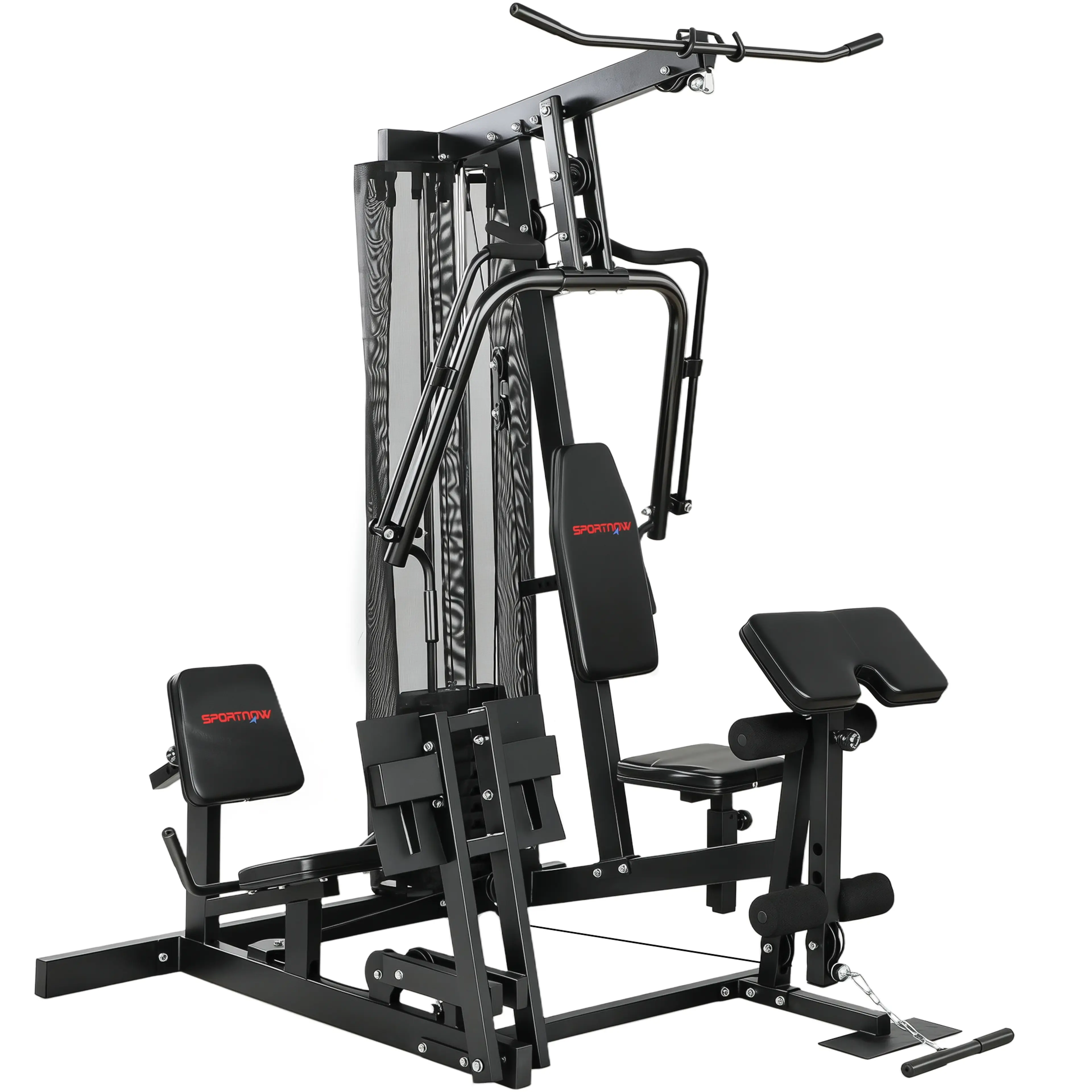 Kompakt gymstation 162 × 162 cm – latsdrag, butterfly och 65 kg vikter